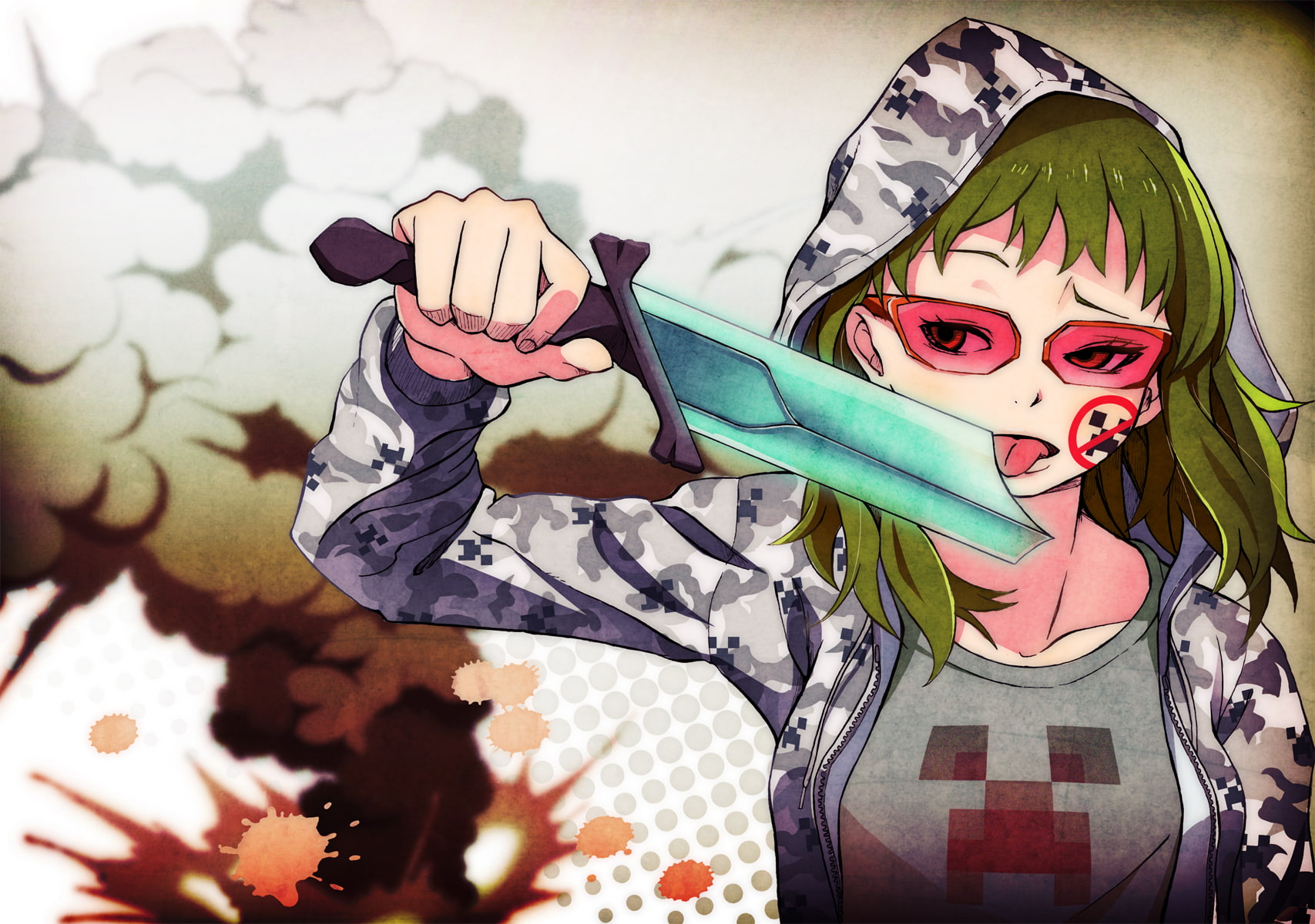 crossover, kaz newt, gumi, minecraft, vocaloid, kazufumi, creeper, 720P, HD Wallpaper