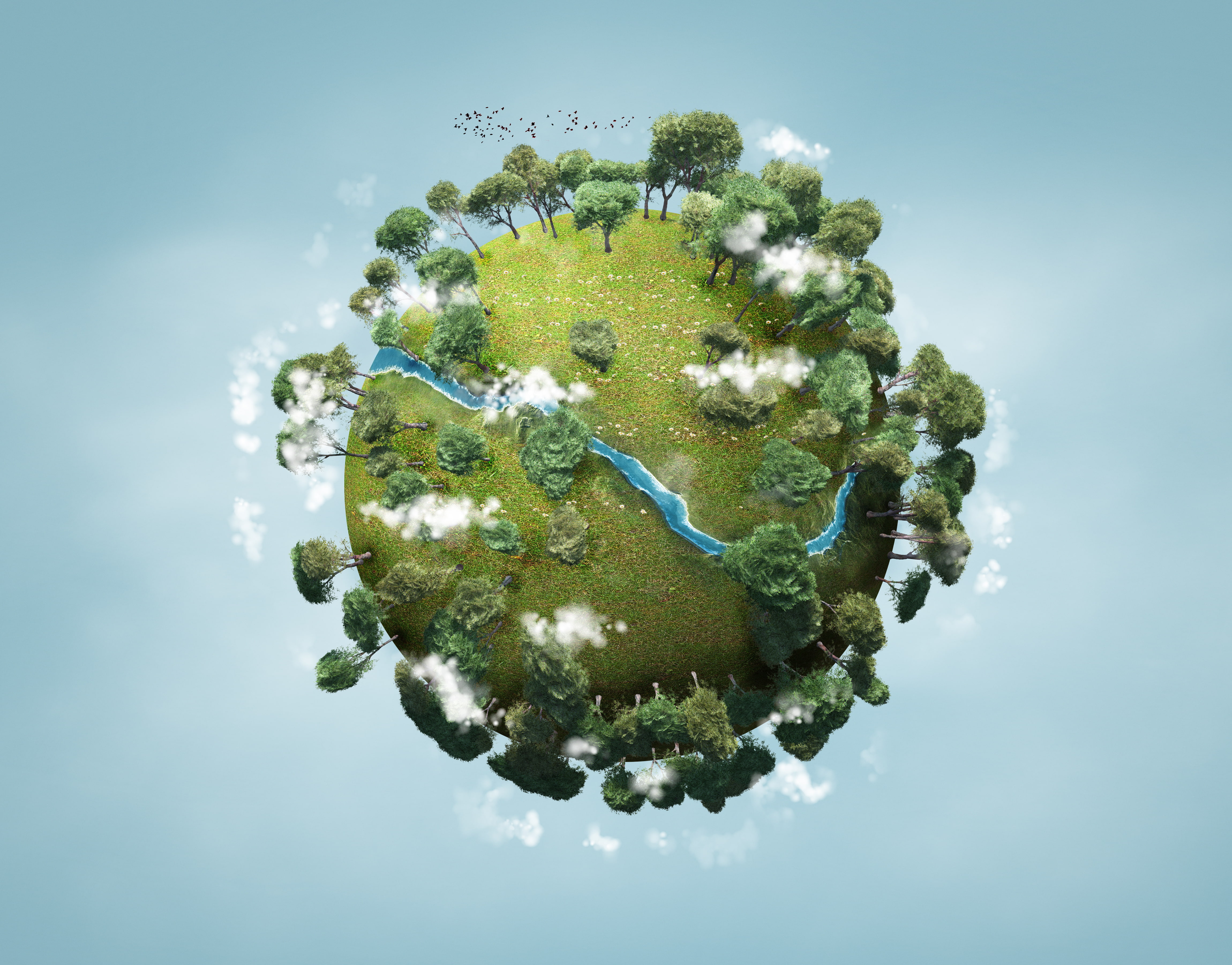 cloud - sky, growth, sky, no people, lake, planet, tree, blue, digital composite, beauty in nature, world, trees, water, heart shape, studio shot, HD Wallpaper