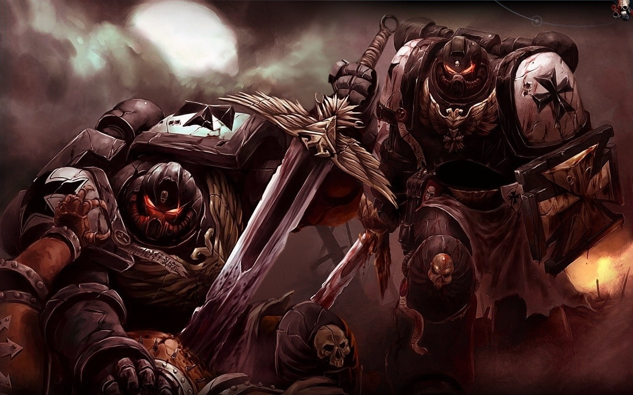 no people, video games, low angle view, sculpture, statue, male likeness, 1280x800 px, mask, craft, creativity, Black Templars, disguise, Warhammer 40, HD Wallpaper