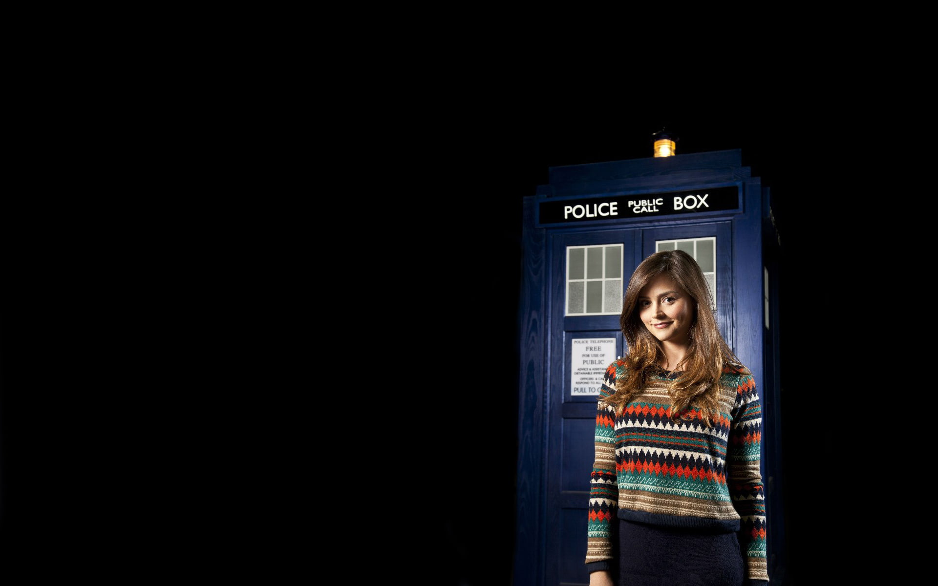 hairstyle, black background, emotion, portrait, copy space, girl, s, child, standing, booth, Jenna-Louise Coleman, young adult, waist up, one person, black, HD Wallpaper