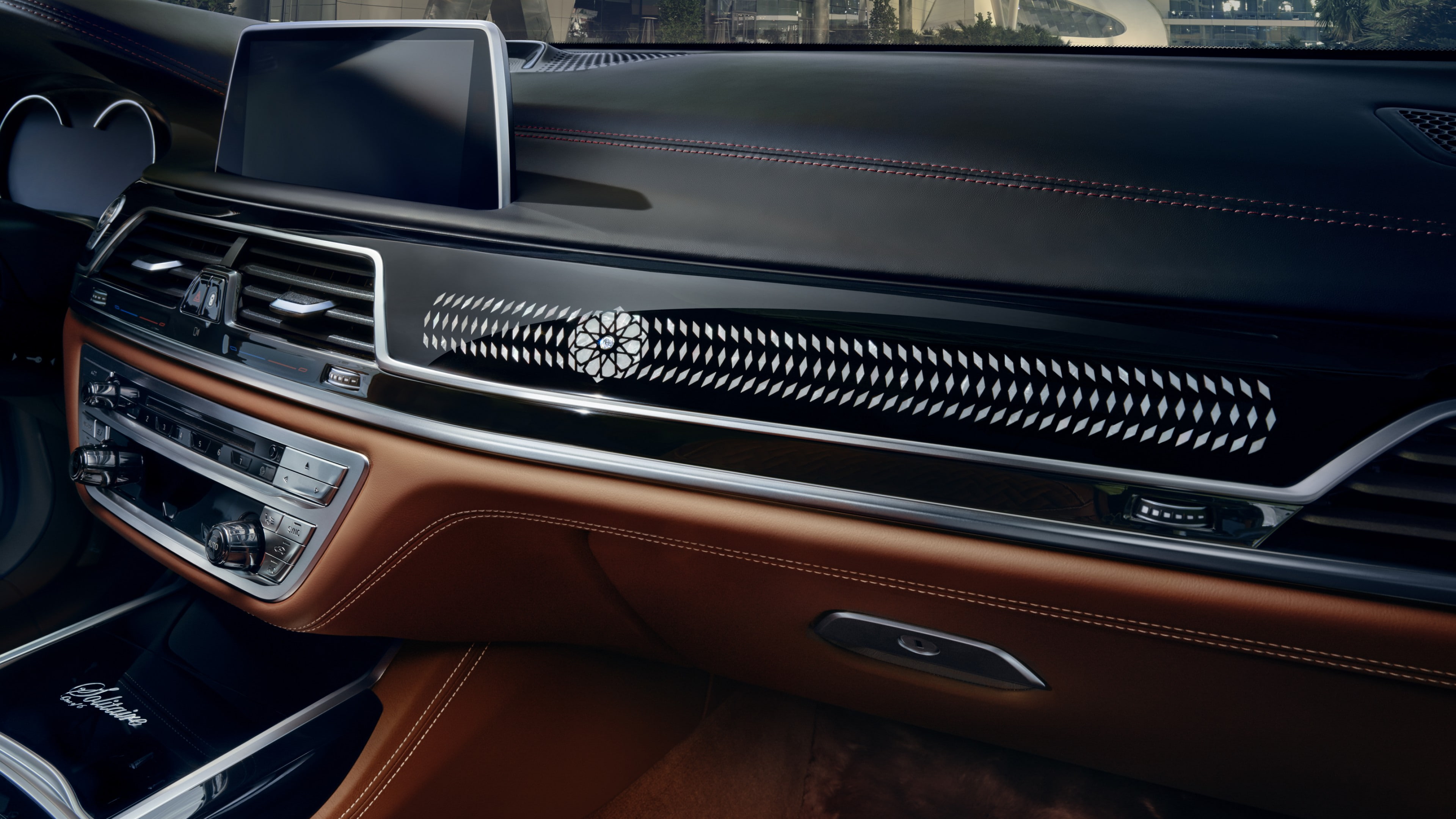 vehicle, dashboard, luxury car, photo, 4K, interior, black, brown, BMW 750Li xDrive Solitaire, HD Wallpaper
