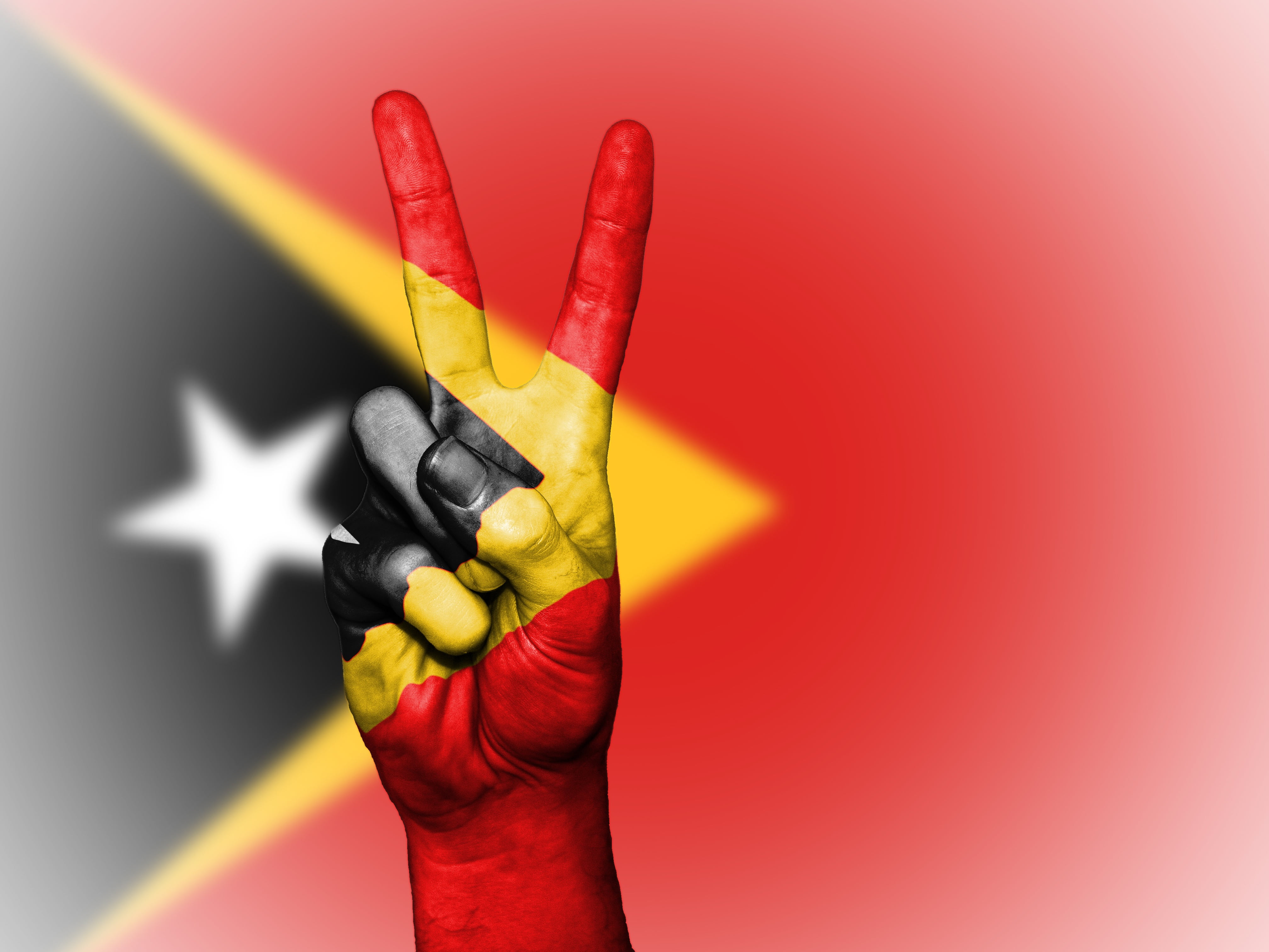 peace, ensign, flag, human body part, symbol, colors, close-up, timor-leste, indoors, background, yellow, vibrant color, state, finger, multi colored, one person, HD Wallpaper