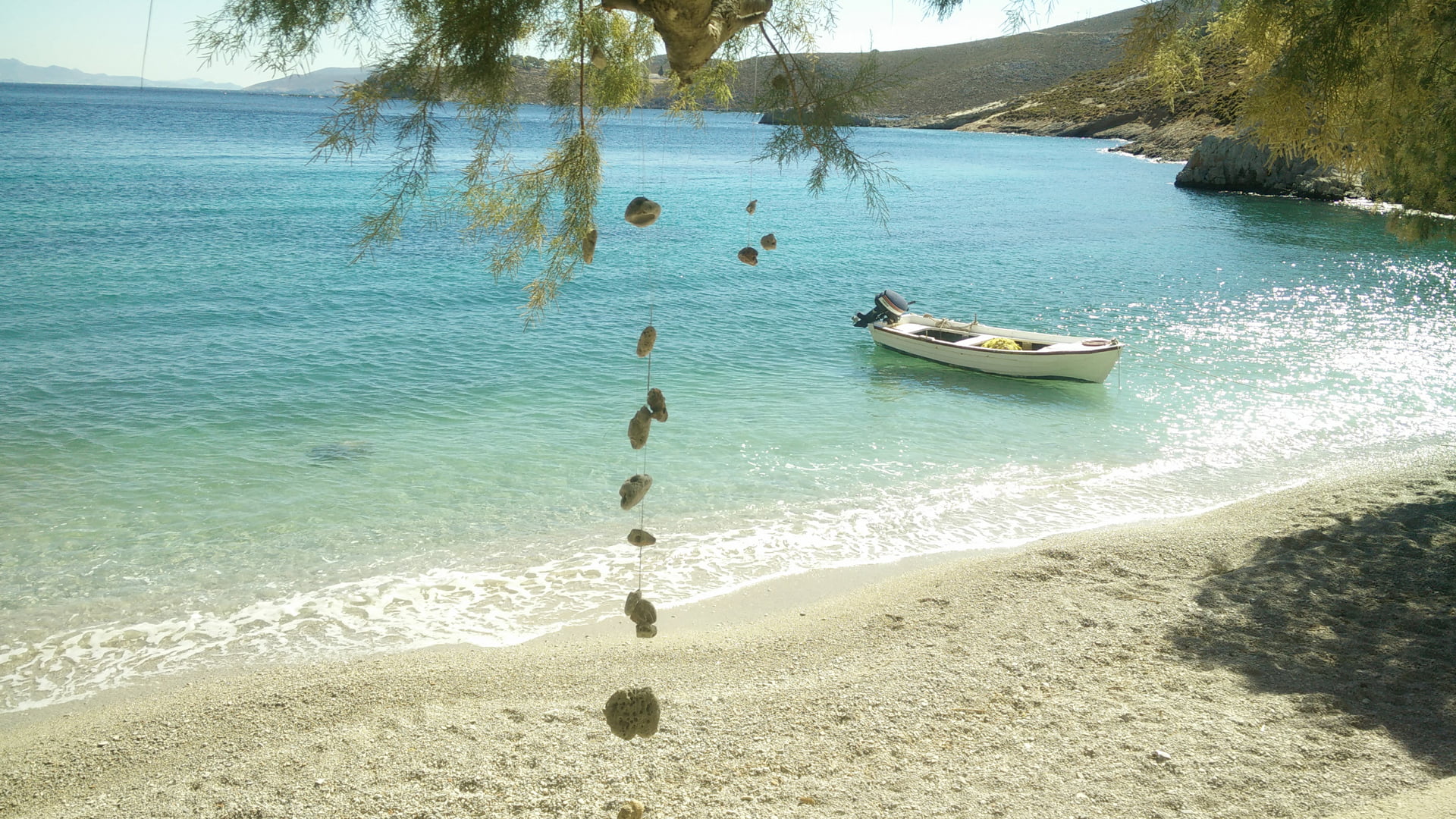 boat houses, beach, water, Grecia, Kalymnos, 1080P, island, HD Wallpaper