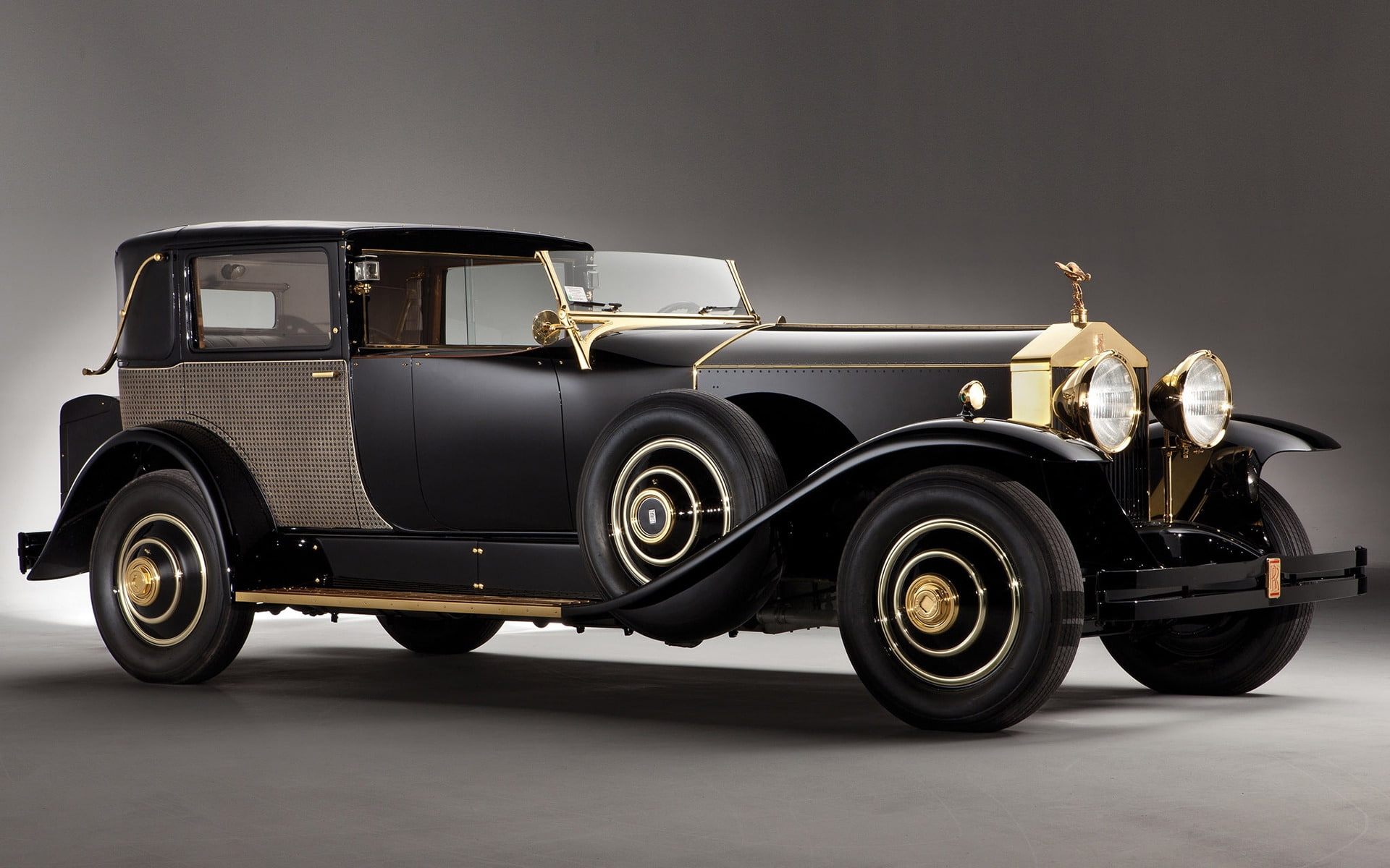 car, phantom, royce, black, 1080P, rolls, vintage, brass, riviera, HD Wallpaper