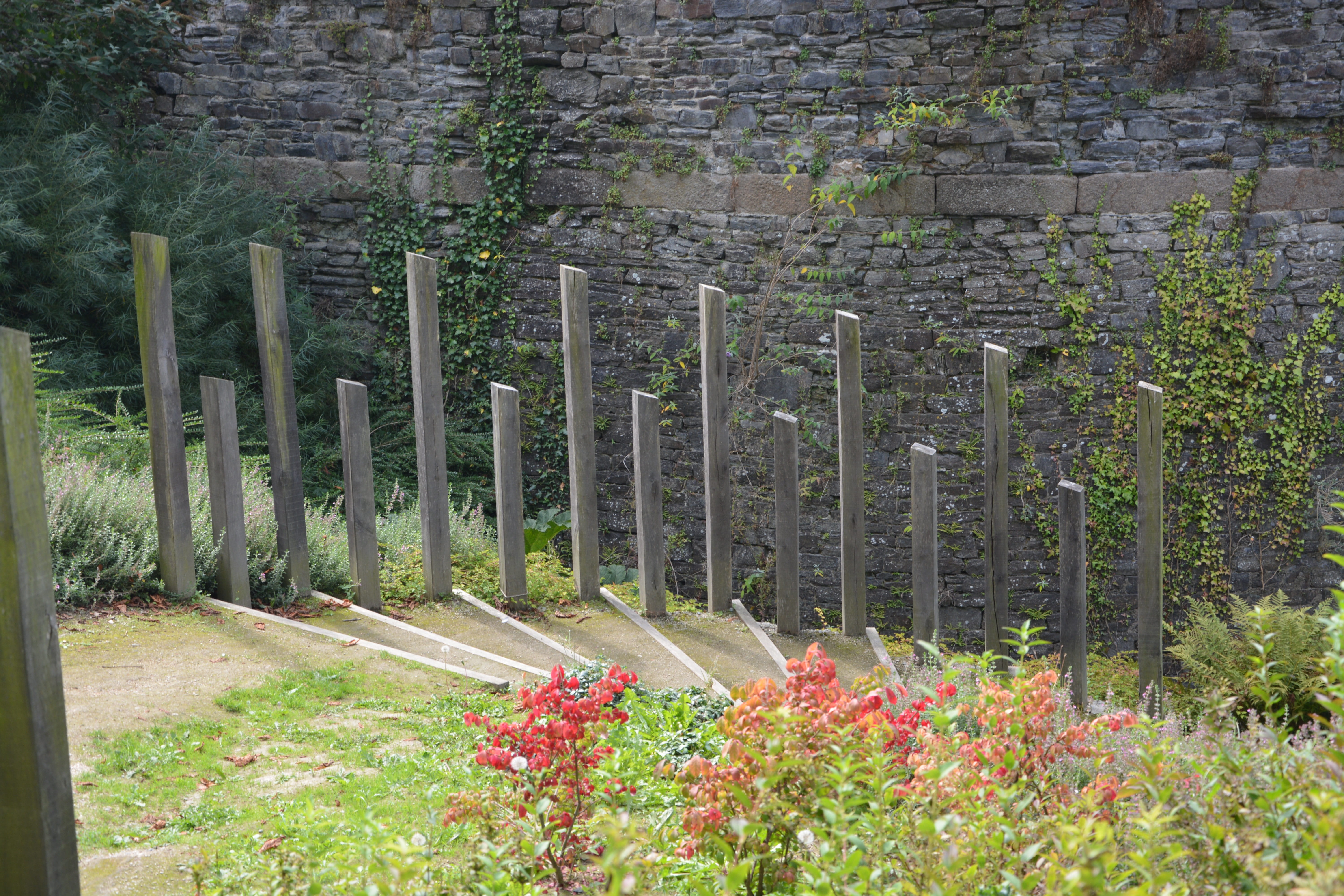 land, boundary, barrier, security, flower, outdoors, day, city walls, wood - material, dol de bretagne, plant, green color, 5K, tourist town, vegetation, HD Wallpaper