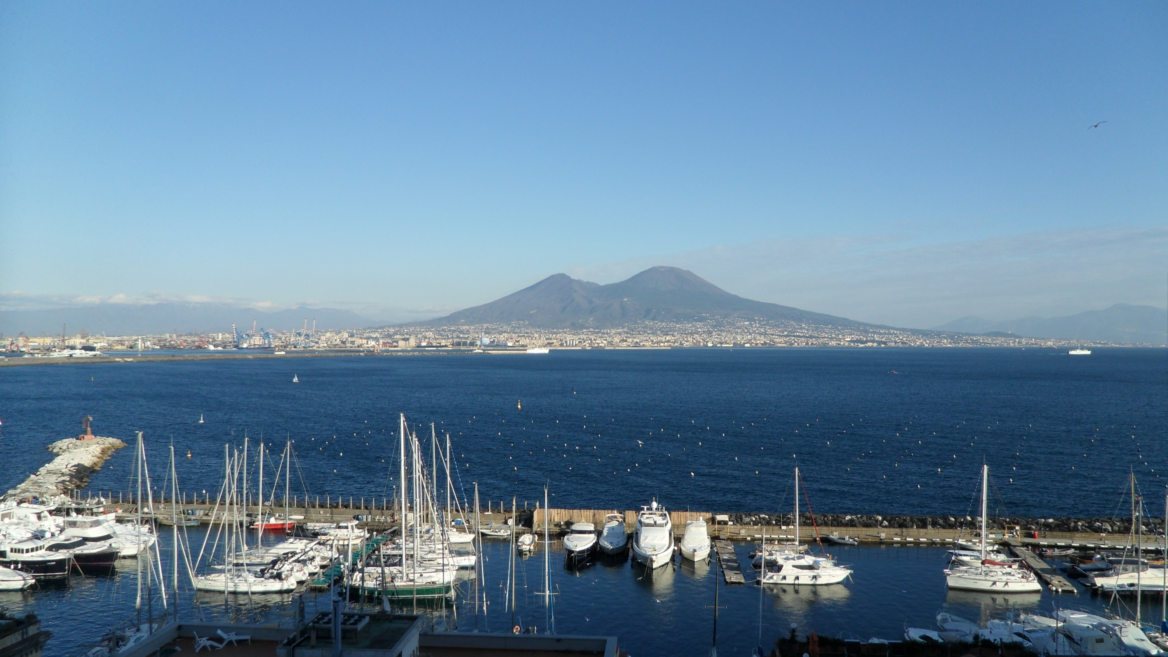 near, dock, bay, sea, pole, transportation, day, clear sky, harbor, architecture, nautical vessel, boats, sailboat, water, sky, volcano, vision, yacht, HD Wallpaper