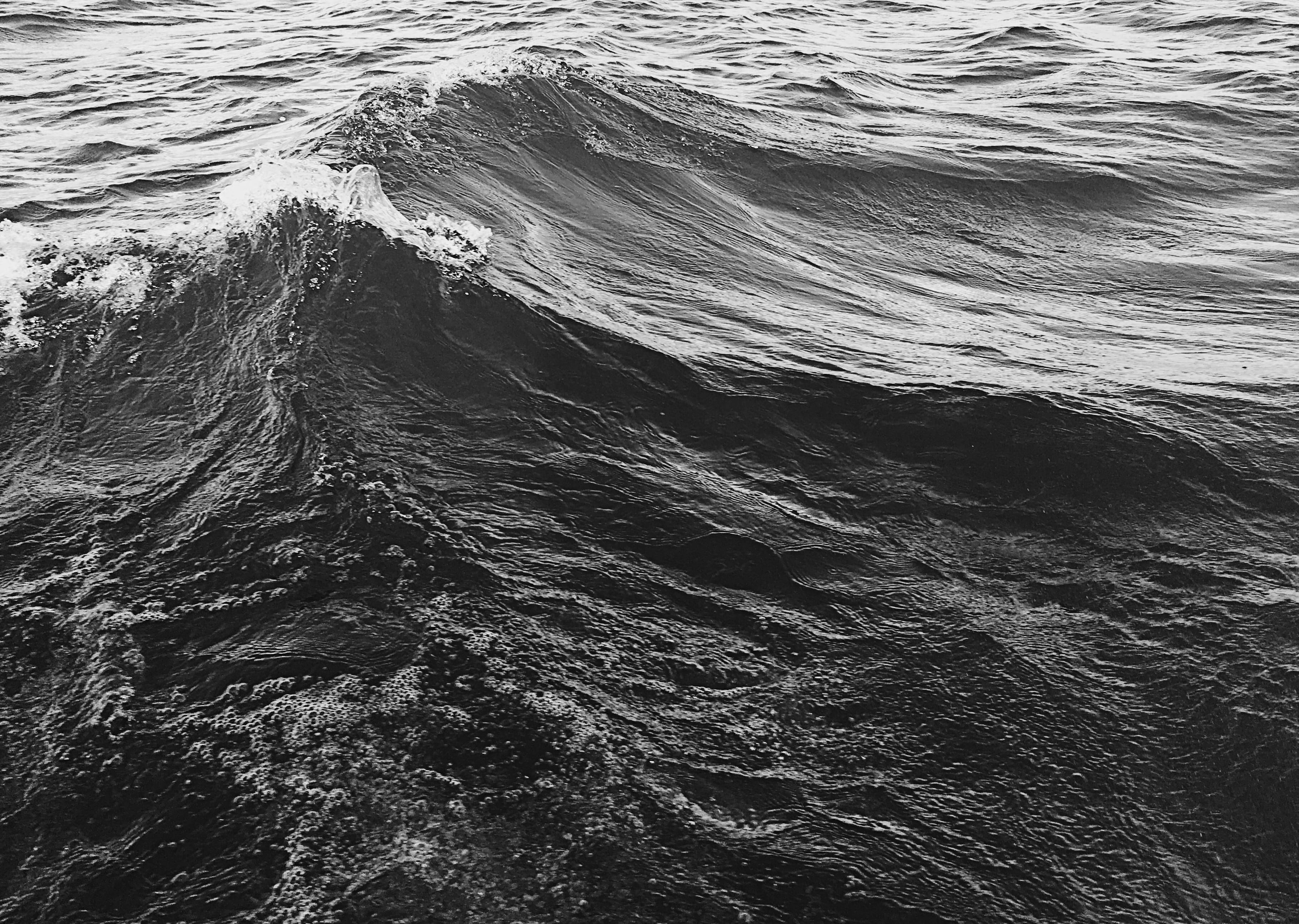 day, ocean, river, waterfront, backgrounds, black and white, tranquility, no people, lake atitlán, 2K, high angle view, full frame, dark, sea, wave, nature, HD Wallpaper