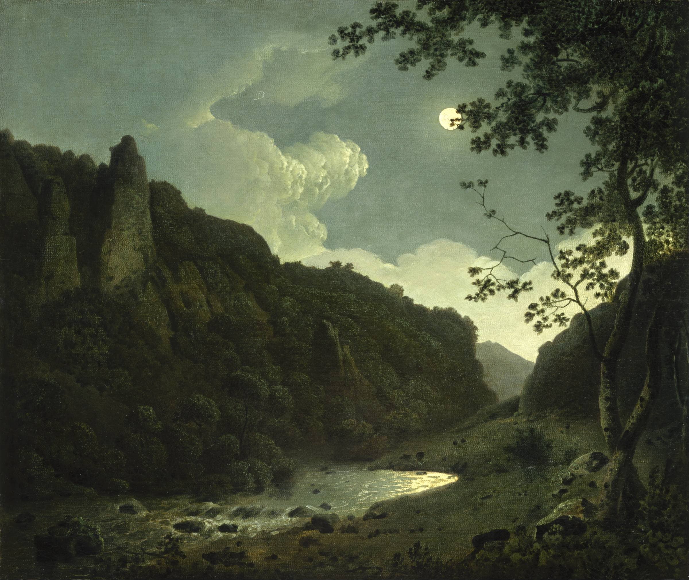 mountain, no people, land, Joseph Wright, day, nature, sky, non-urban scene, classic art, beauty in nature, scenics - nature, plant, mountain range, water, HD Wallpaper