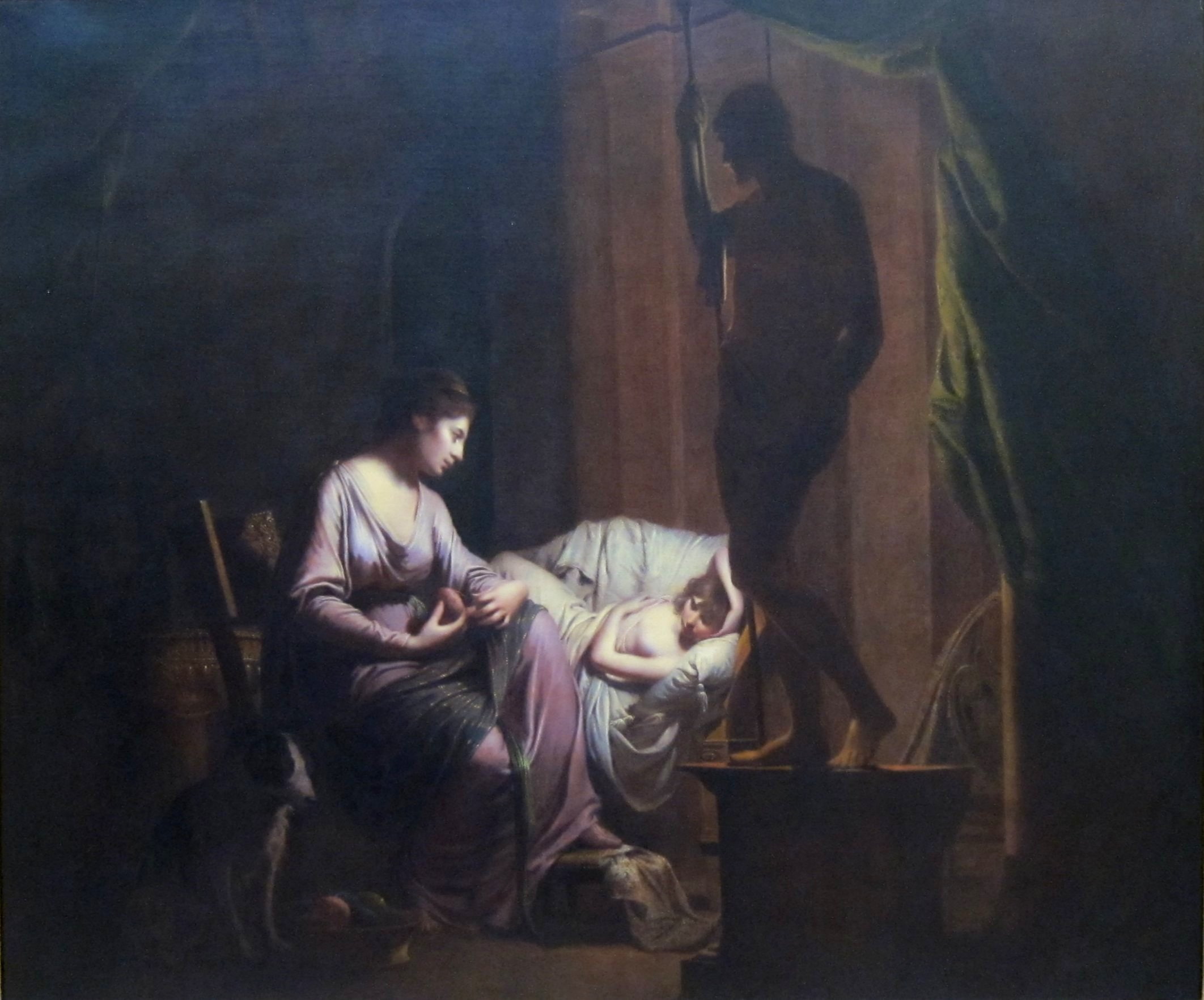 people, classic art, two people, sadness, 1080P, Joseph Wright, adult, women, nature, full length, child, young adult, togetherness, indoors, sitting, HD Wallpaper