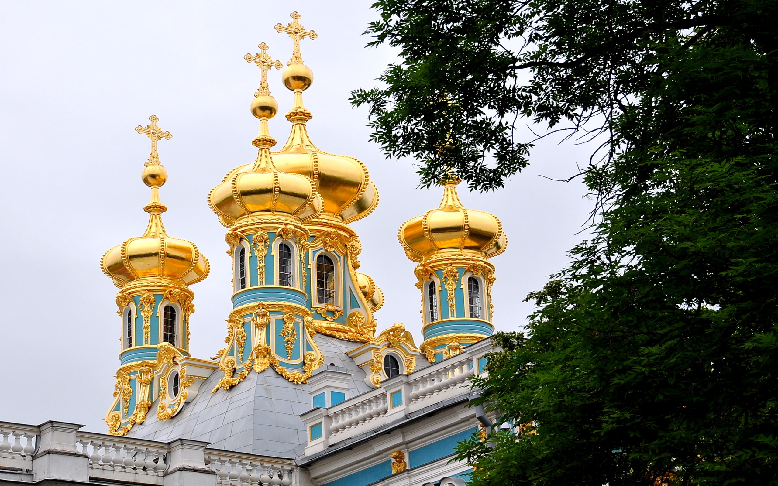 catherine, 2K, palace, petersburg, st, pushkin, domes, HD Wallpaper