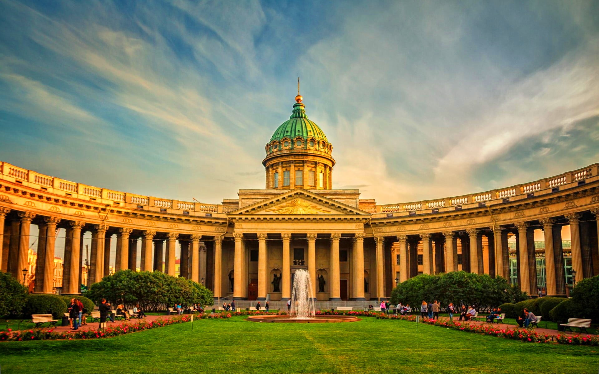 Cityscapes, building exterior, architecture, city, concrete, russia, cityscape, travel, St. Petersburg, architectural column, brown, sky, tourism, cloud - sky, HD Wallpaper