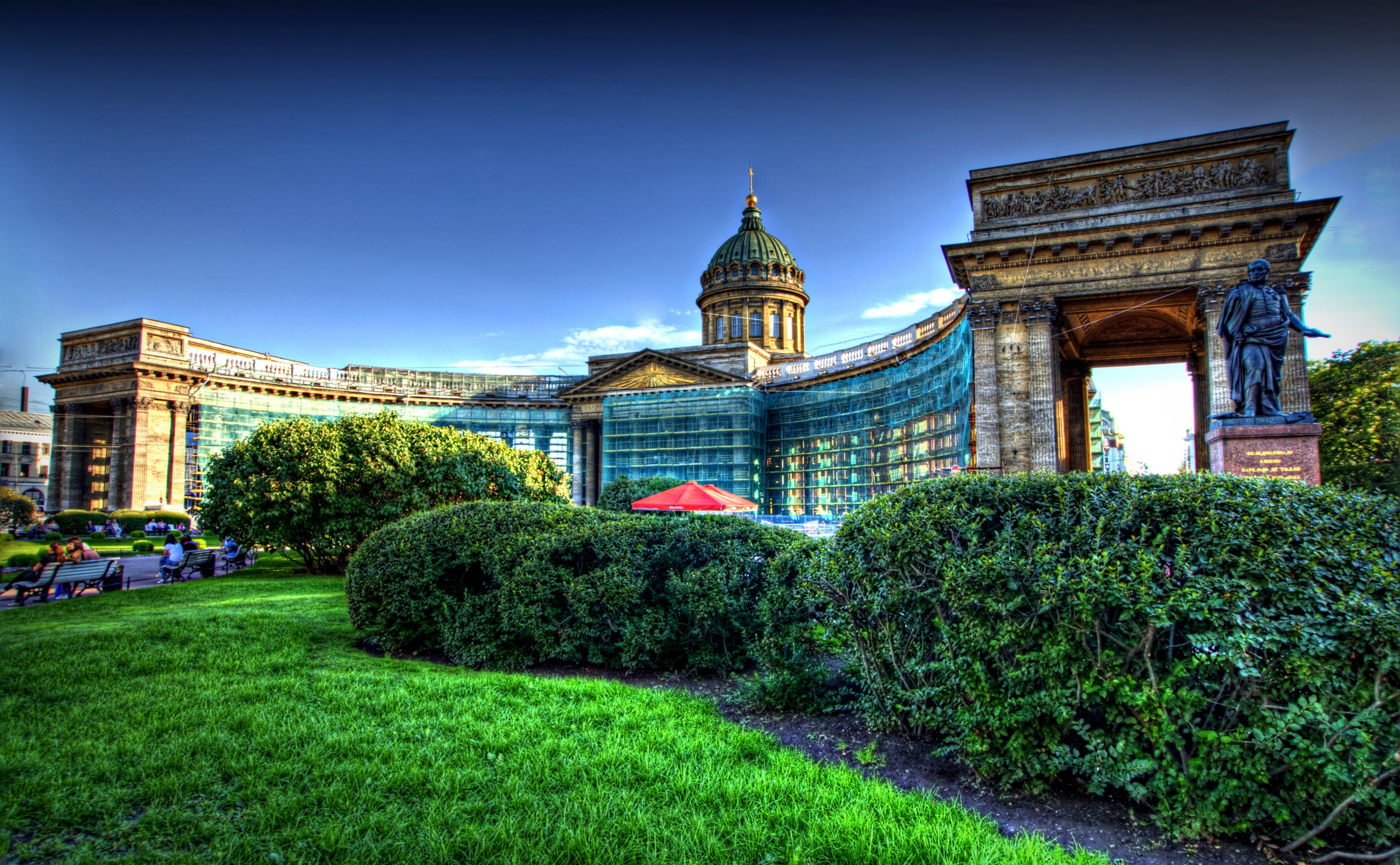 Petersburg, day, tourism, clear sky, Russia, sky, the past, Kazan, Europe, plant, travel destinations, architecture, lawn, building exterior, hedge, outdoors, HD Wallpaper