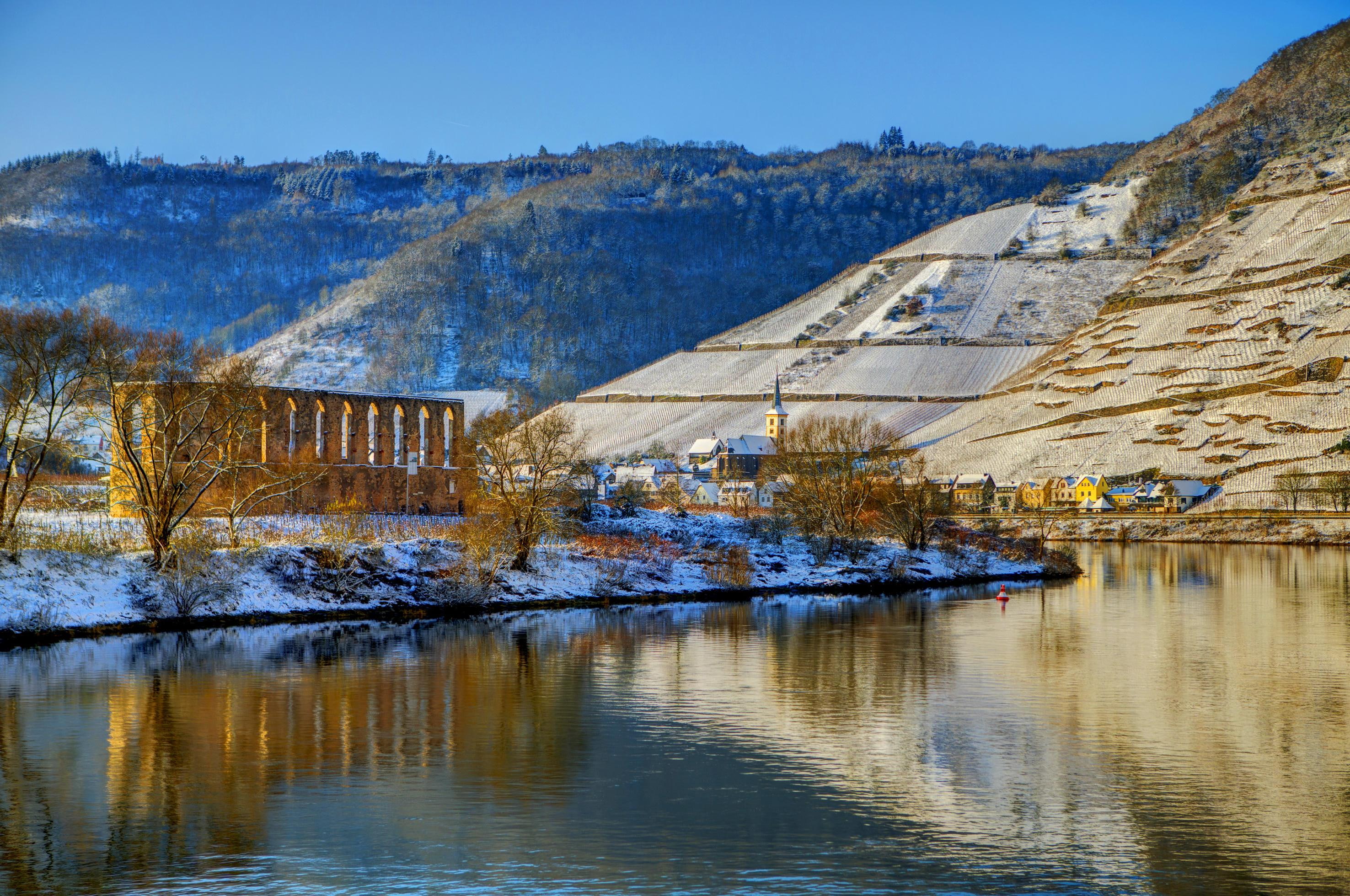 winter, nature, rivers, 2K, germany, cities, brem, houses, HD Wallpaper