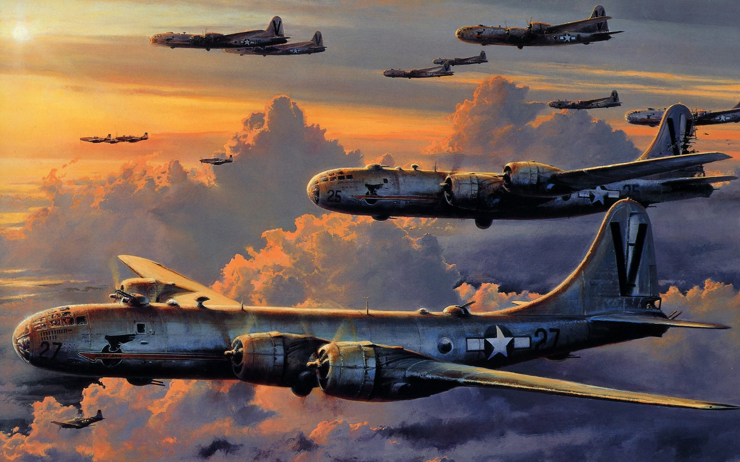 b, art, paintings, artwork, military, hd, 2K, bomber, aircraft, x, superfortress, HD Wallpaper
