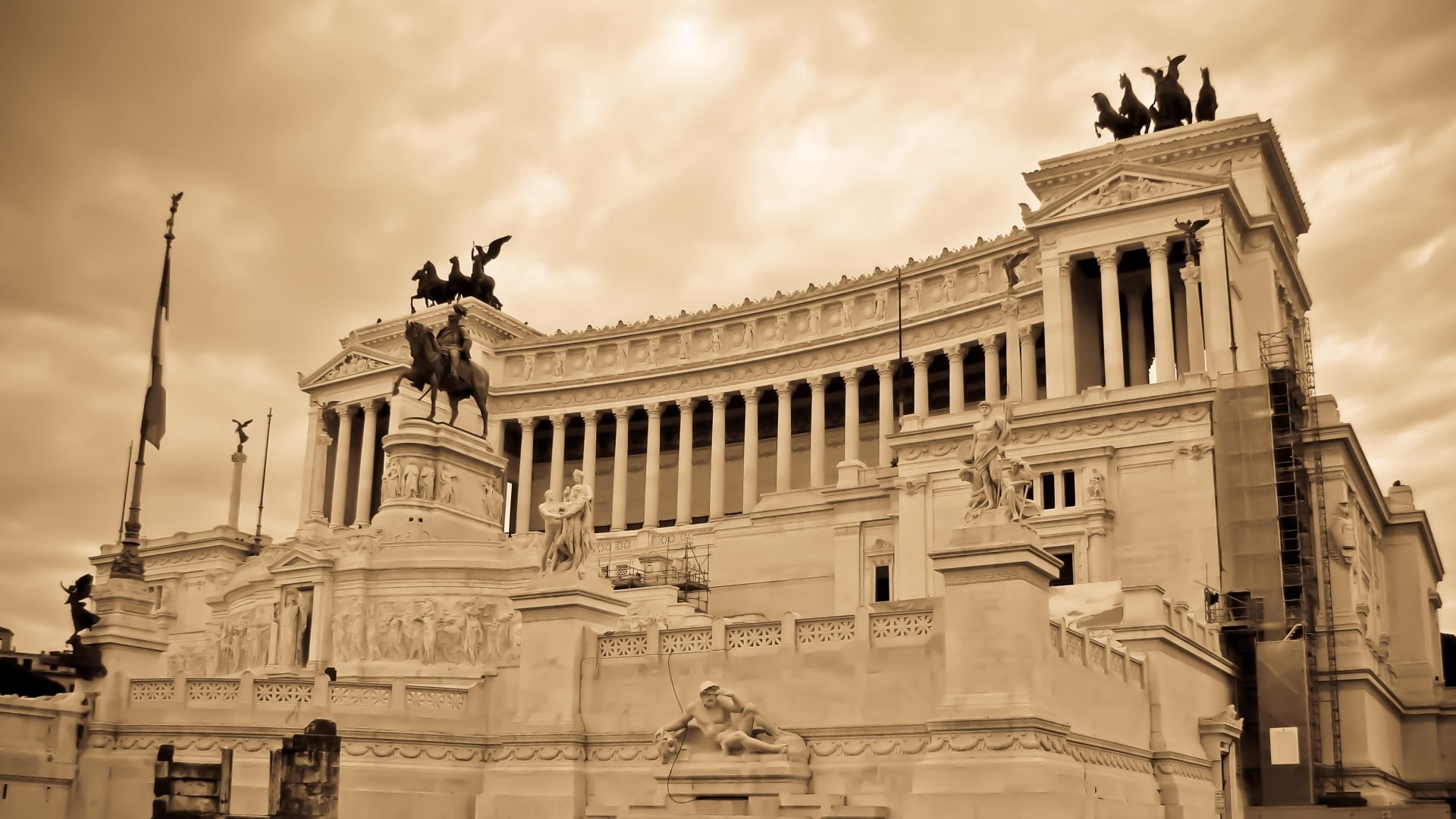 hd, architecture, sepia, rome, 1080P, buildings, italy, art, aircraft, antique, HD Wallpaper