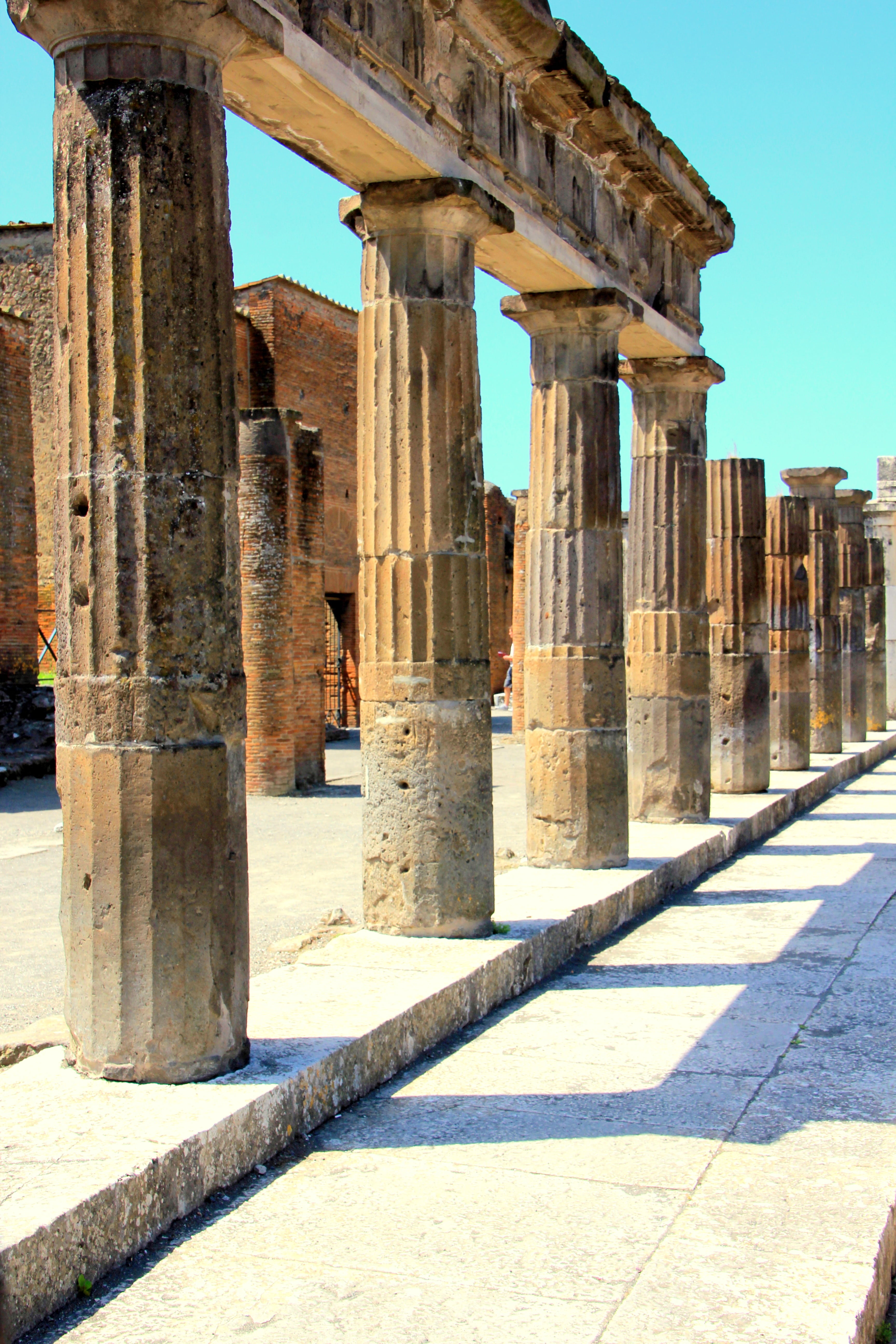 old ruin, column, ancient, ancient civilization, pompeii, clear sky, sky, outdoors, archaeology, tourism, built structure, day, architecture, travel destinations, Phone HD Wallpaper