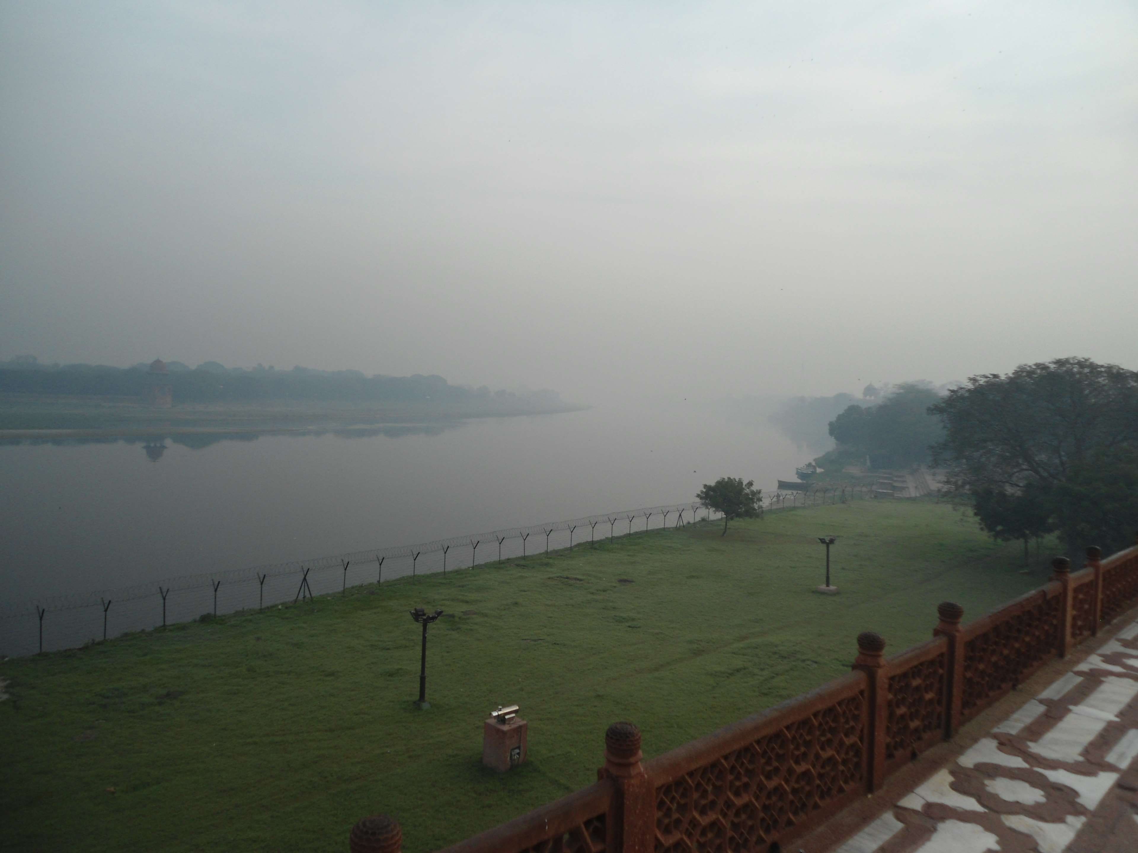 barrier, day, yamuna, no people, scenics - nature, land, tree, field, nature, environment, beauty in nature, fog, tranquility, outdoors, tranquil scene, HD Wallpaper