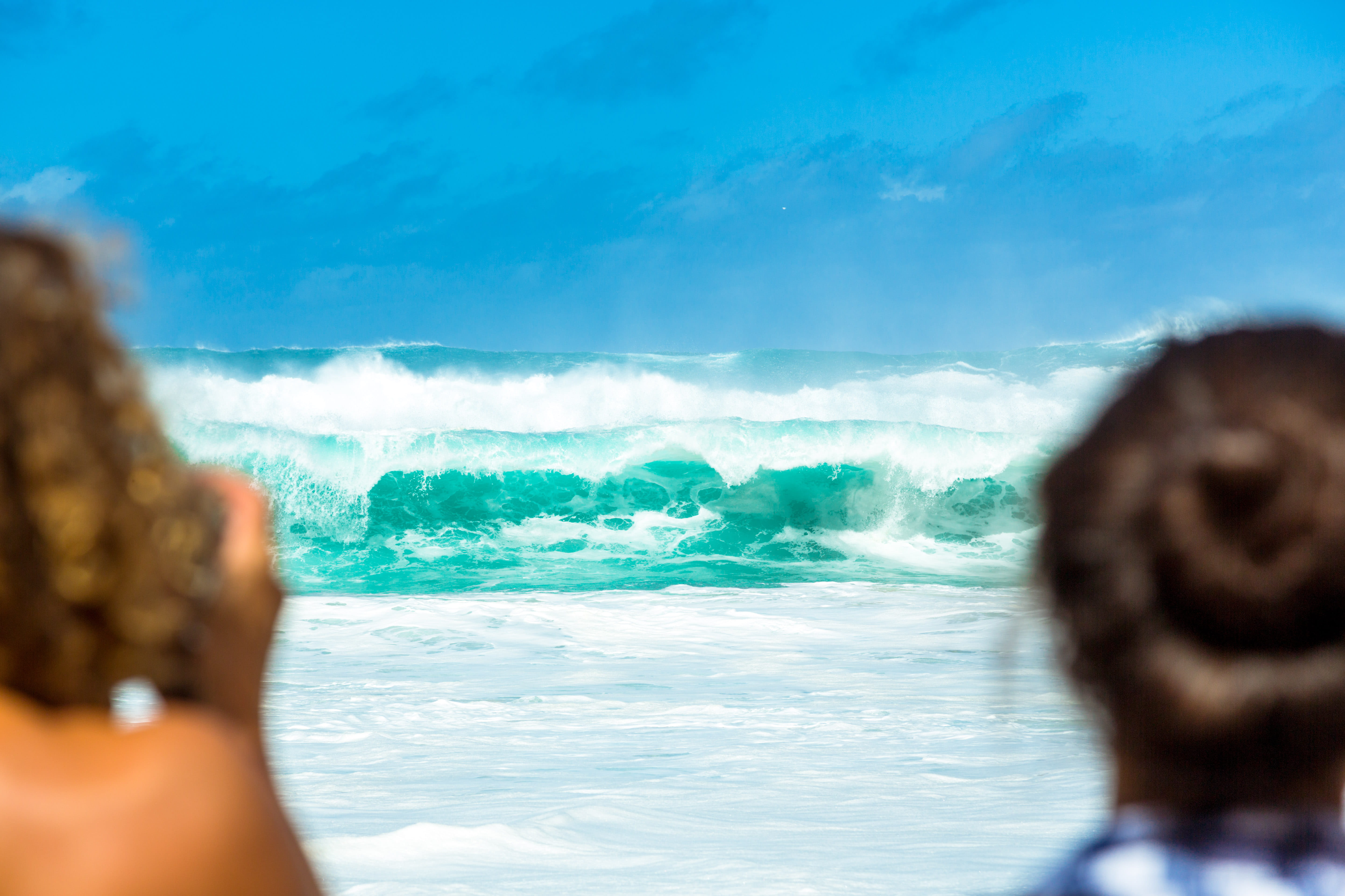 north, sea, surf, over the shoulder view, day, usa, horizon over water, land, lifestyles, headshot, adventure, leisure activity, surfing, 5K, people, rear view, HD Wallpaper