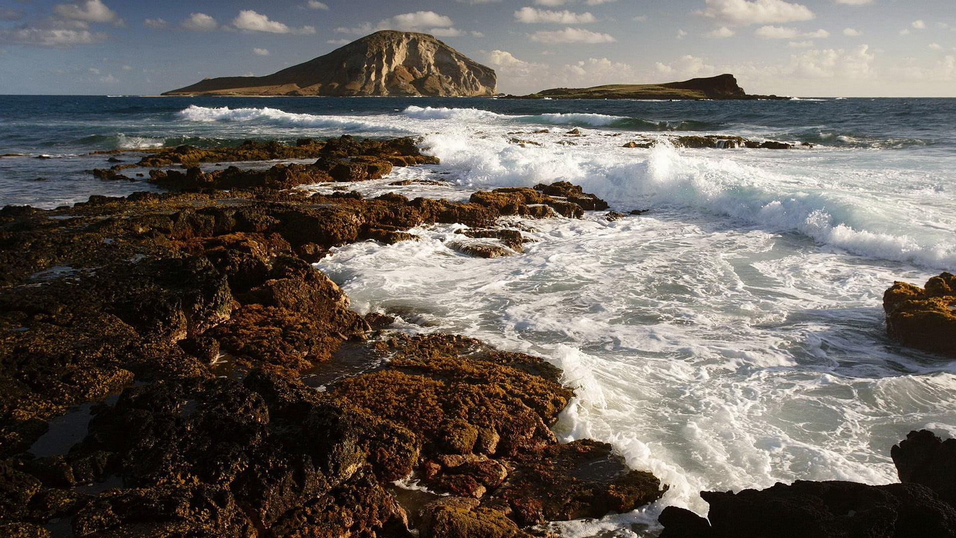 sea, power in nature, landscape, solid, land, breaking, brown, wave, outdoors, beach, beauty in nature, power, scenics - nature, rocks, 1080P, nature, HD Wallpaper
