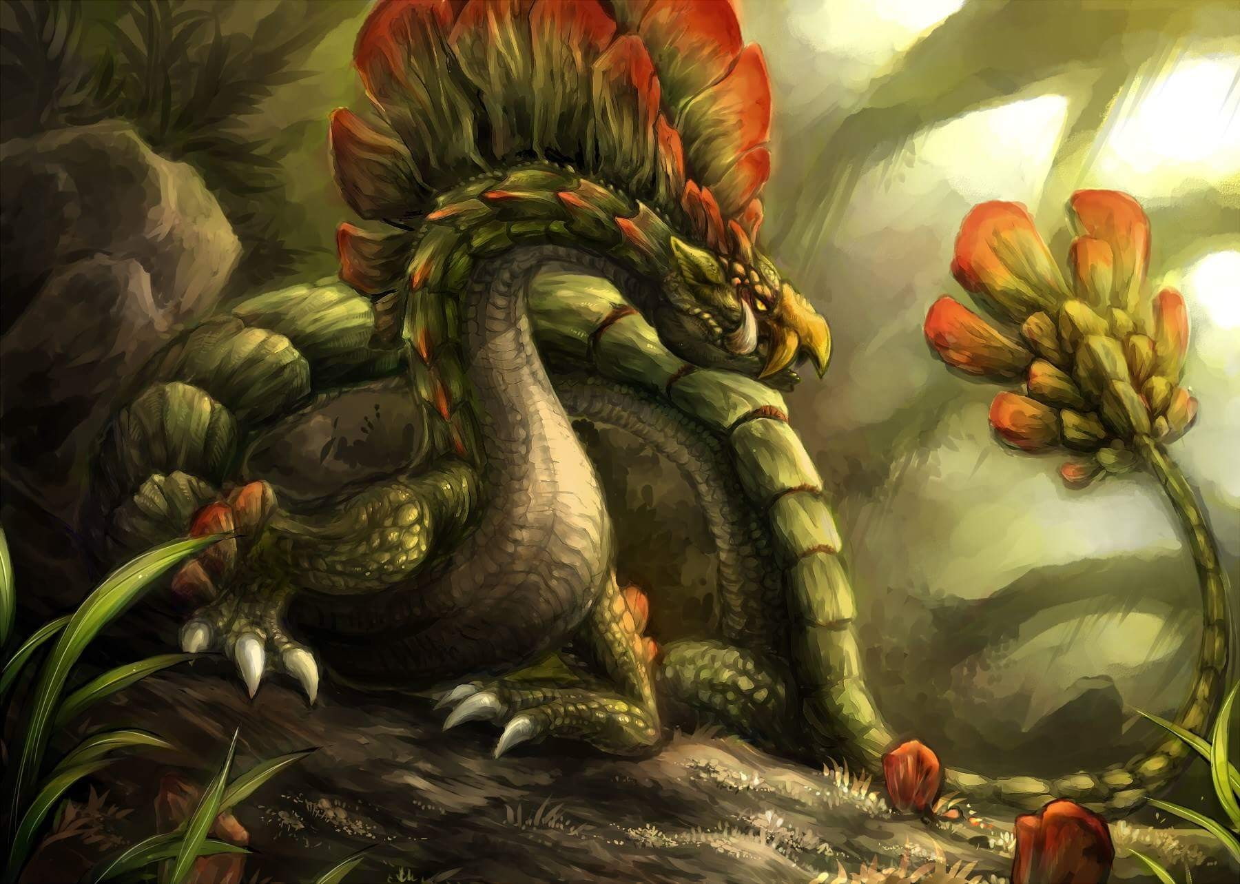 nature, healthy eating, art and craft, sculpture, representation, creativity, human representation, beauty in nature, Monster Hunter, green color, flowering plant, HD Wallpaper