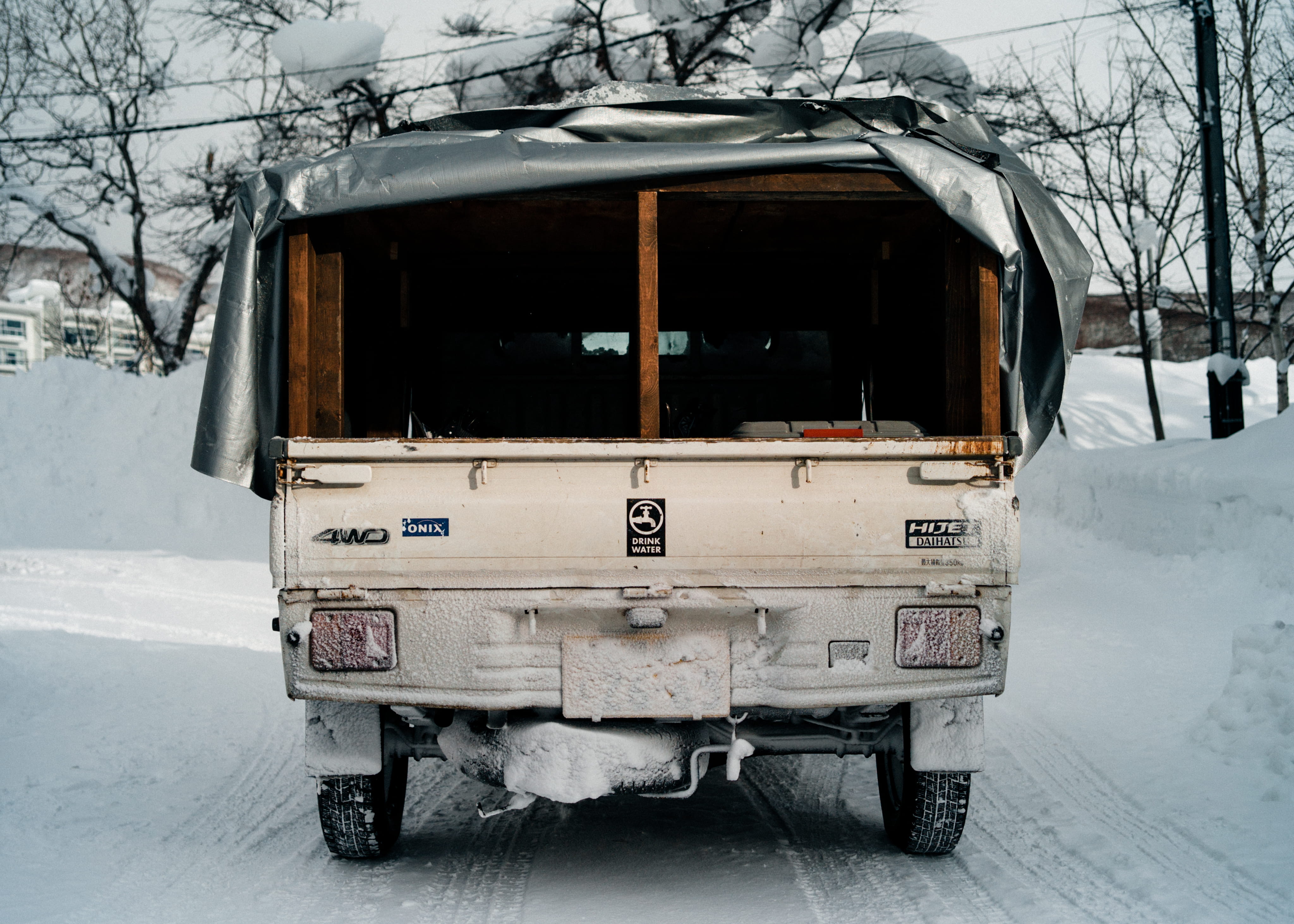 mode of transportation, plant, vehicle, 4K, skiing, nature, hokkaido, covering, outdoors, building exterior, day, 4wd, built structure, hijet, transportation, HD Wallpaper