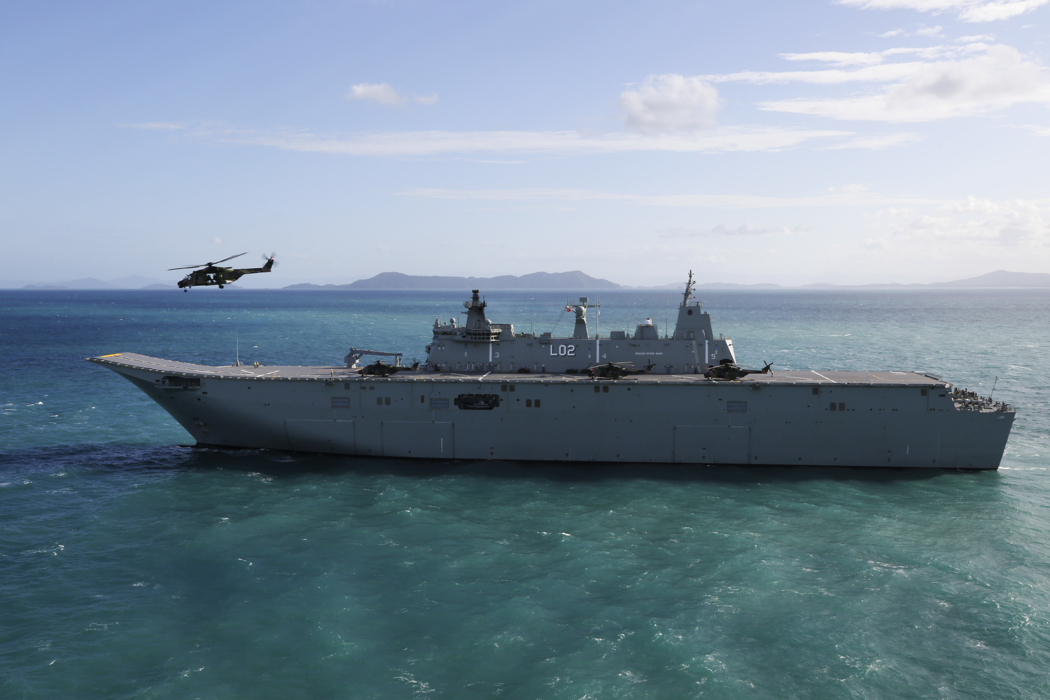 sea, ship helicopter, 2K, HMAS Canberra, landing, HD Wallpaper