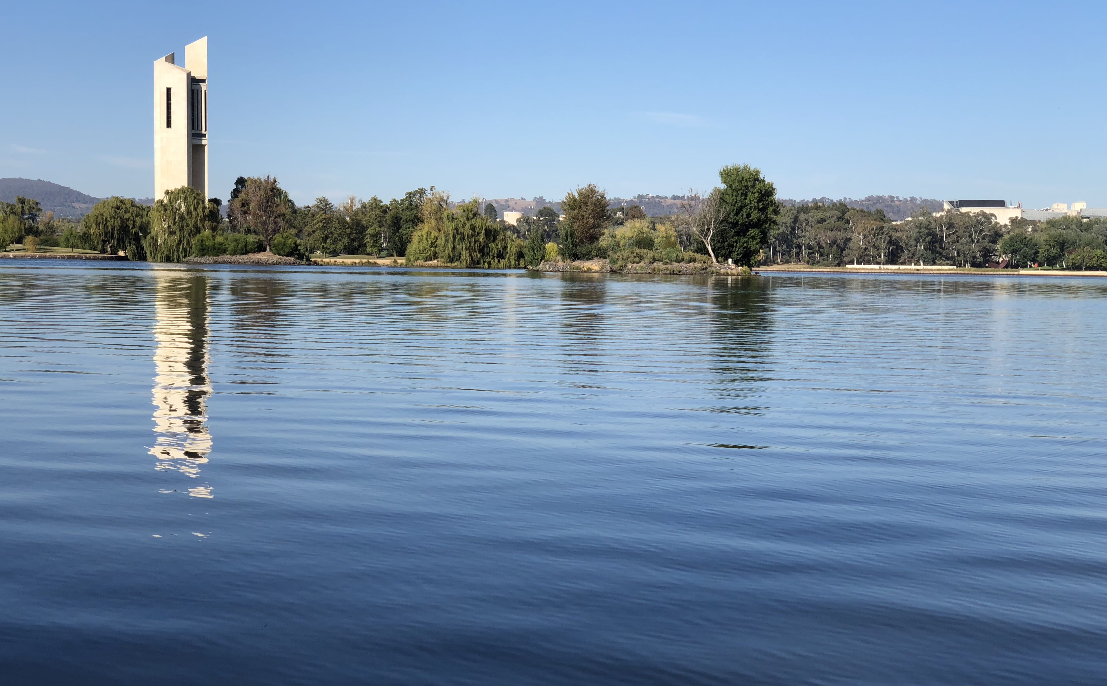 nature, reflection, canberra, building exterior, waterfront, beauty in nature, tranquil scene, built structure, 2K, no people, water, outdoors, scenics - nature, HD Wallpaper