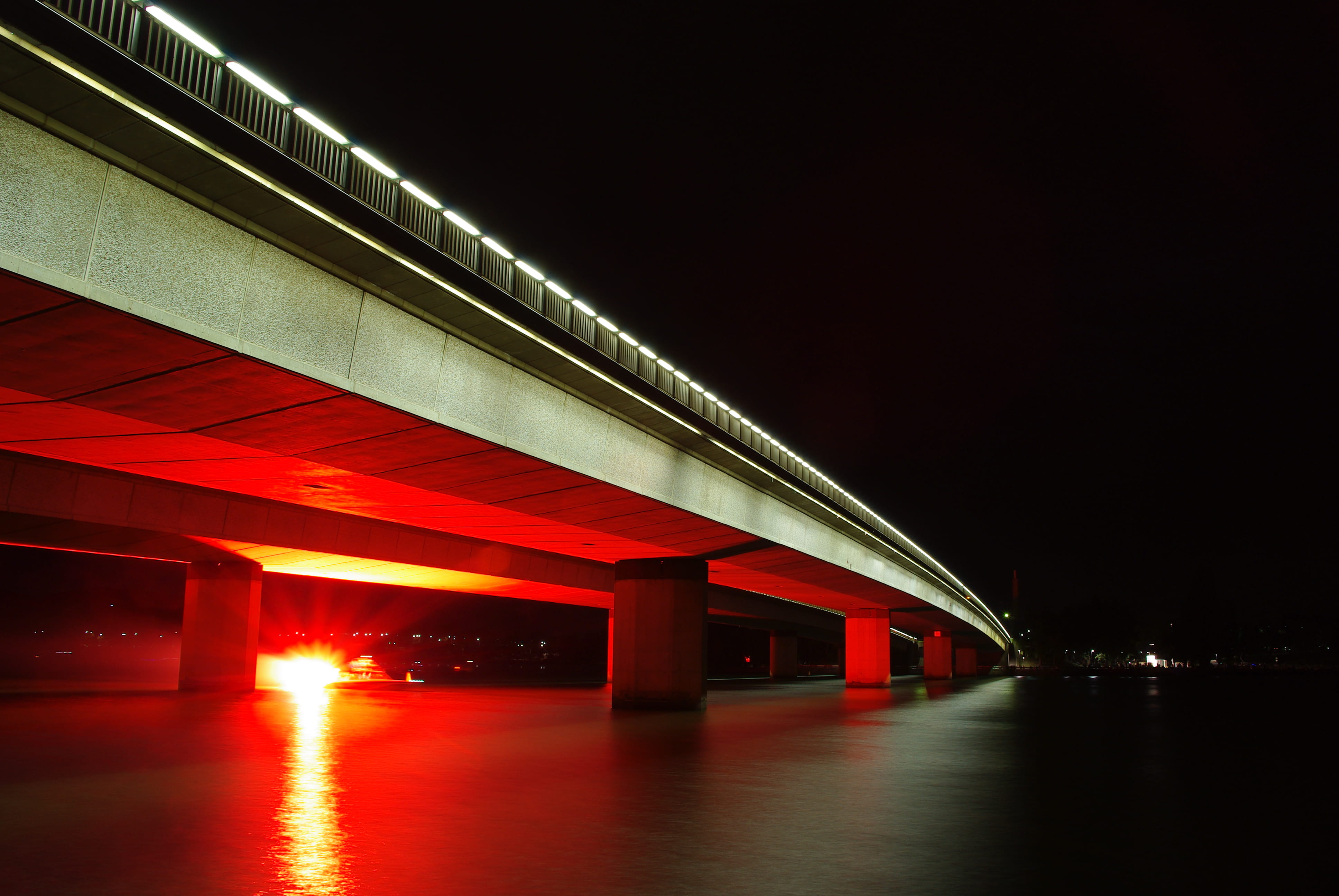 modern, evening, light - Natural Phenomenon, white, traffic, light, city, dusk, bridge, outdoors, street, cityscape, australia day, flare, built Structure, HD Wallpaper