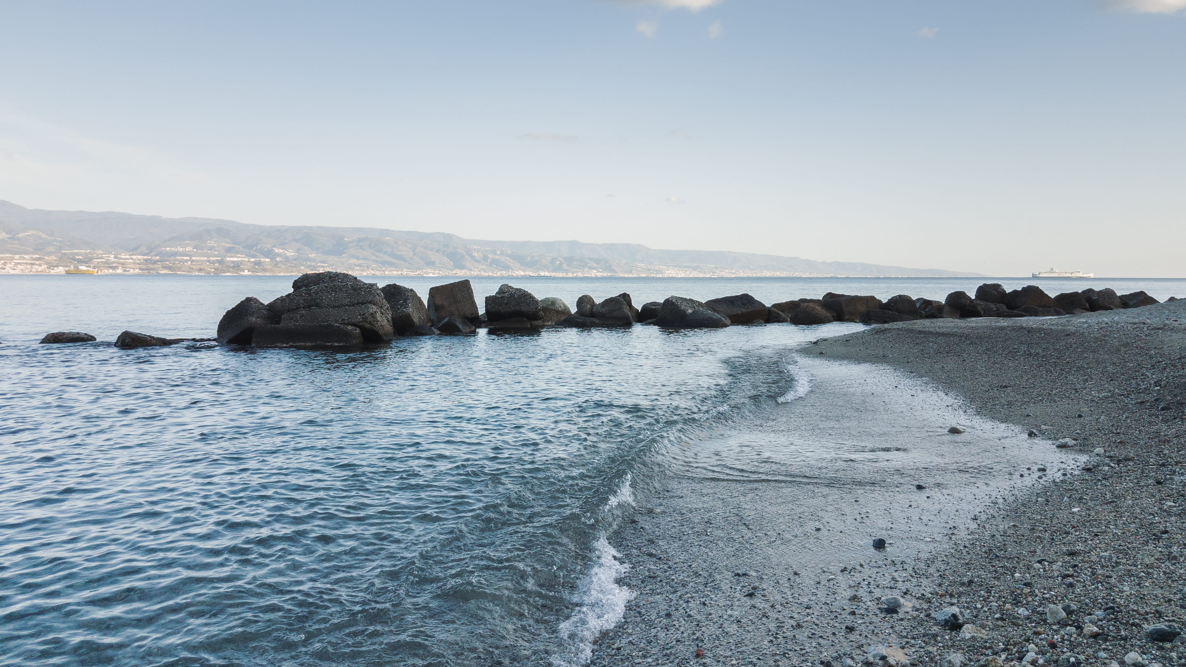 water, no people, idyllic, rock, waterfront, tranquil scene, messina, solid, day, nature, land, 4K, scenics - nature, sea, rock - object, tranquility, HD Wallpaper