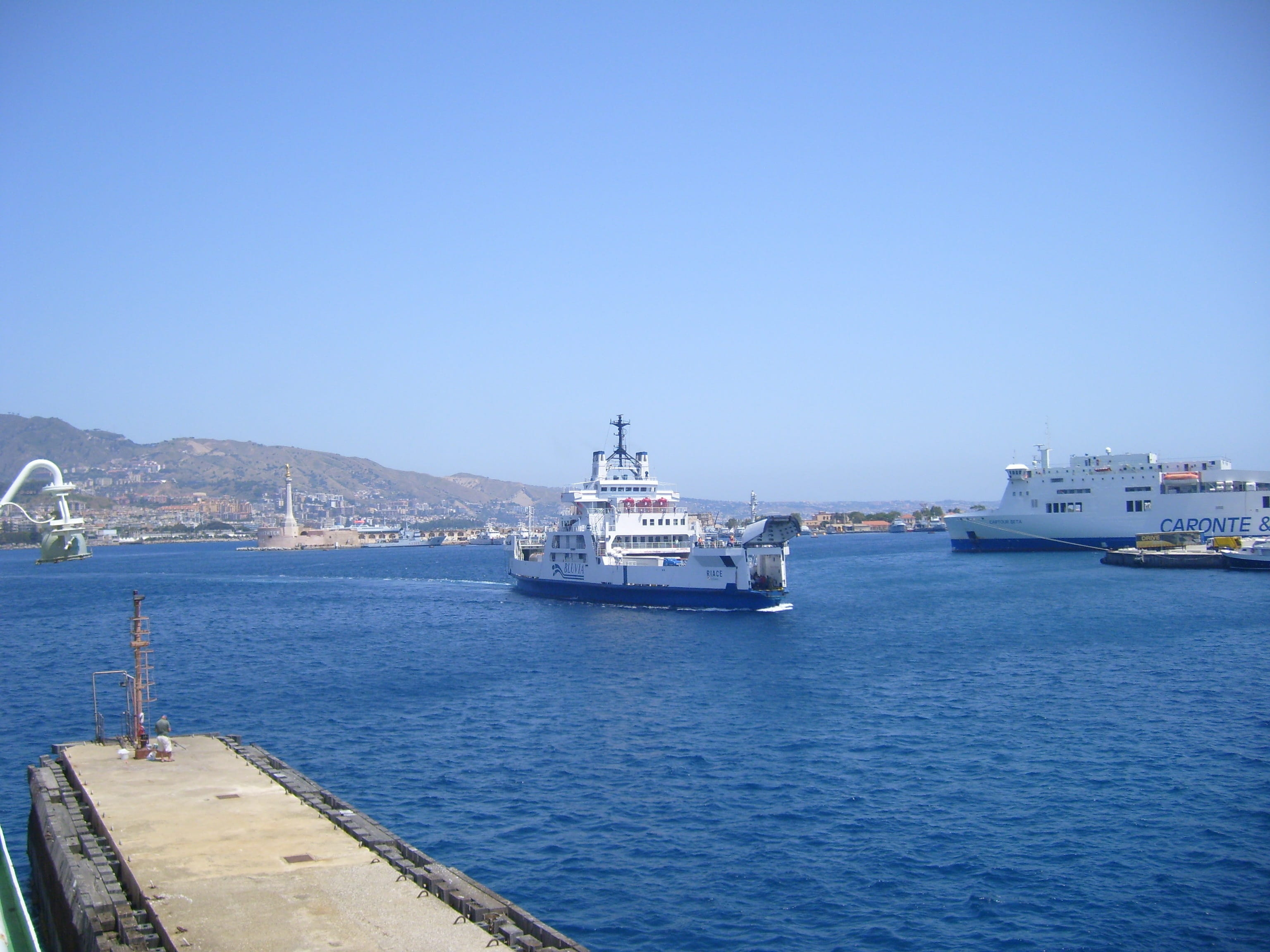 freight transportation, copy space, sailing, no people, water, blue, harbor, cruise, Messina, mode of transportation, cruise ship, clear sky, Sicily, nautical vessel, HD Wallpaper