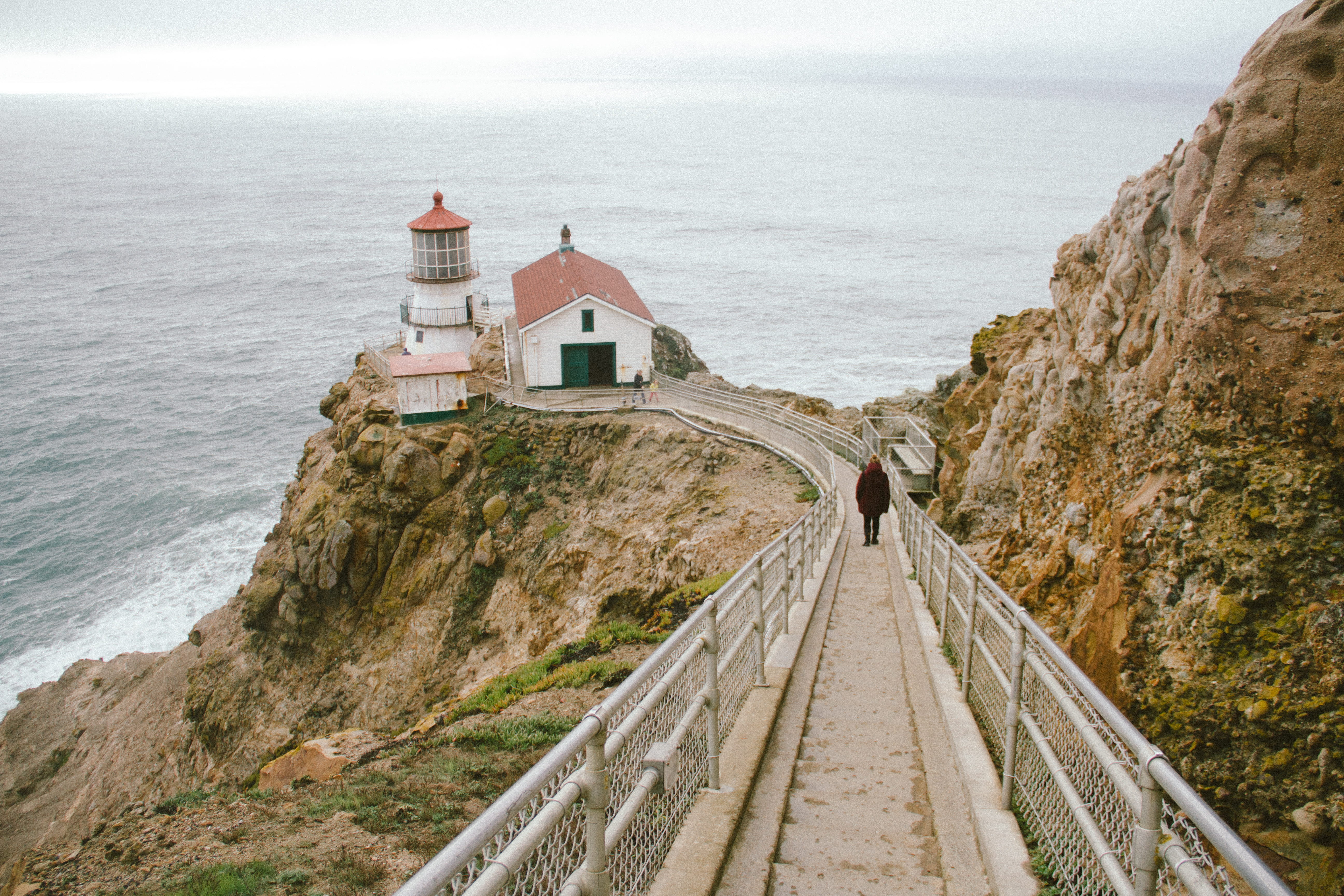 land, foggy, outdoors, point, day, rear view, scenics - nature, direction, lifestyles, water, fog, 5K, point reyes, reyes, horizon over water, lighthouse, HD Wallpaper
