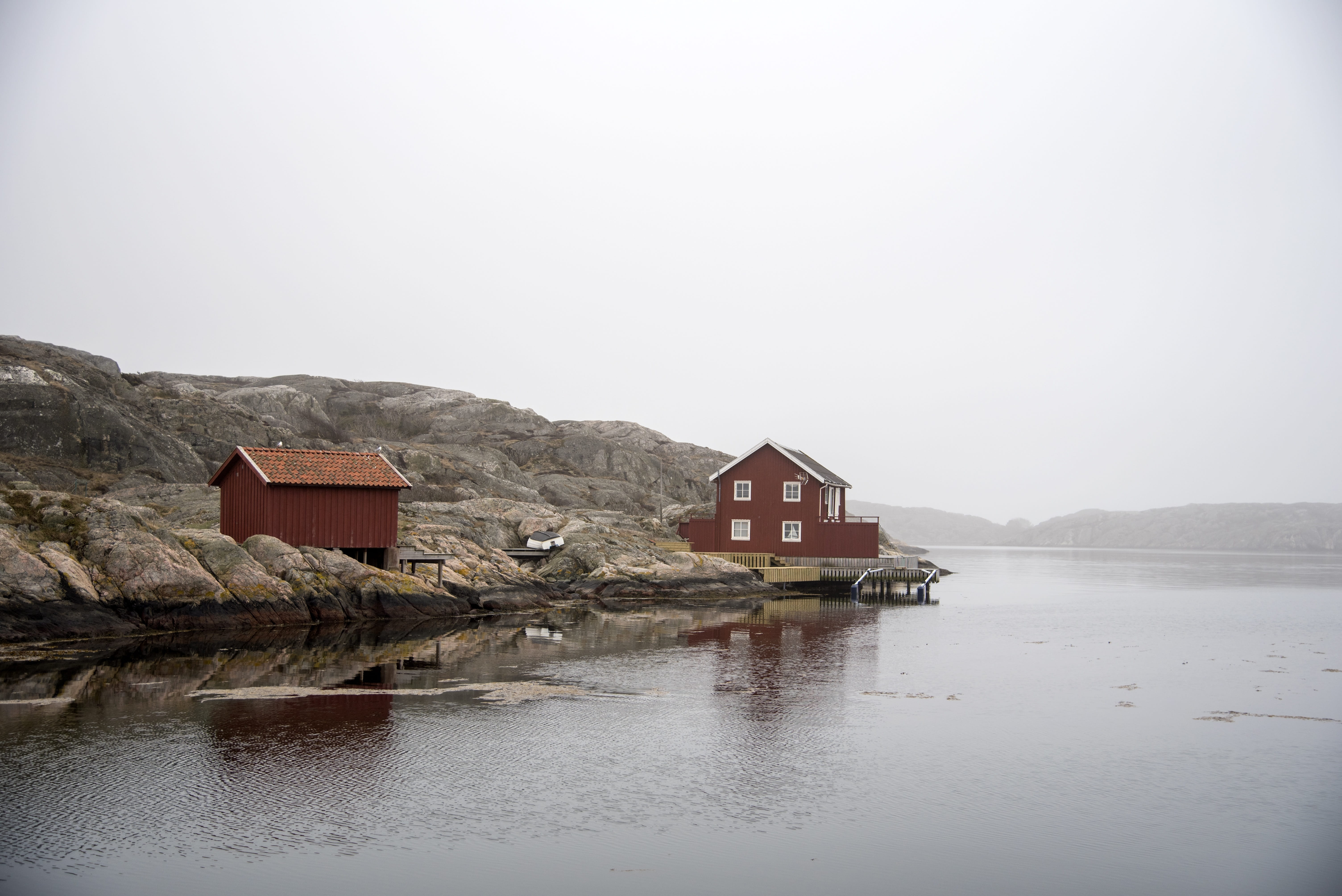 building, sea, himmel, cottage, no people, bohuslän, no person, sweden, tranquility, coast, built structure, all, building exterior, day, landscapes, granite, HD Wallpaper