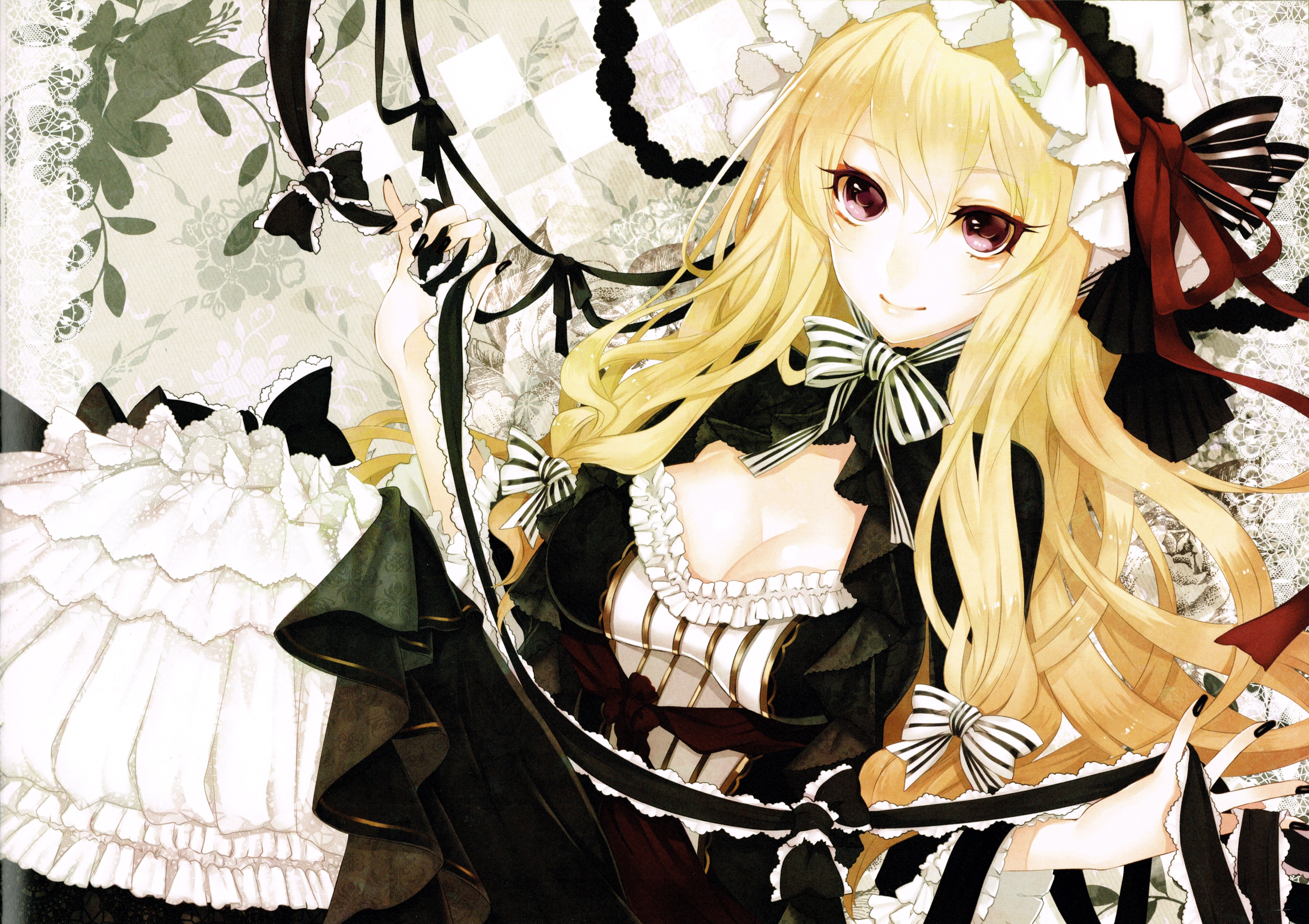 yakumo, girls, touhou, blonde, red eyes, anime, yukari, eyes, 5K, red, yakumo yukari, anime girls, HD Wallpaper