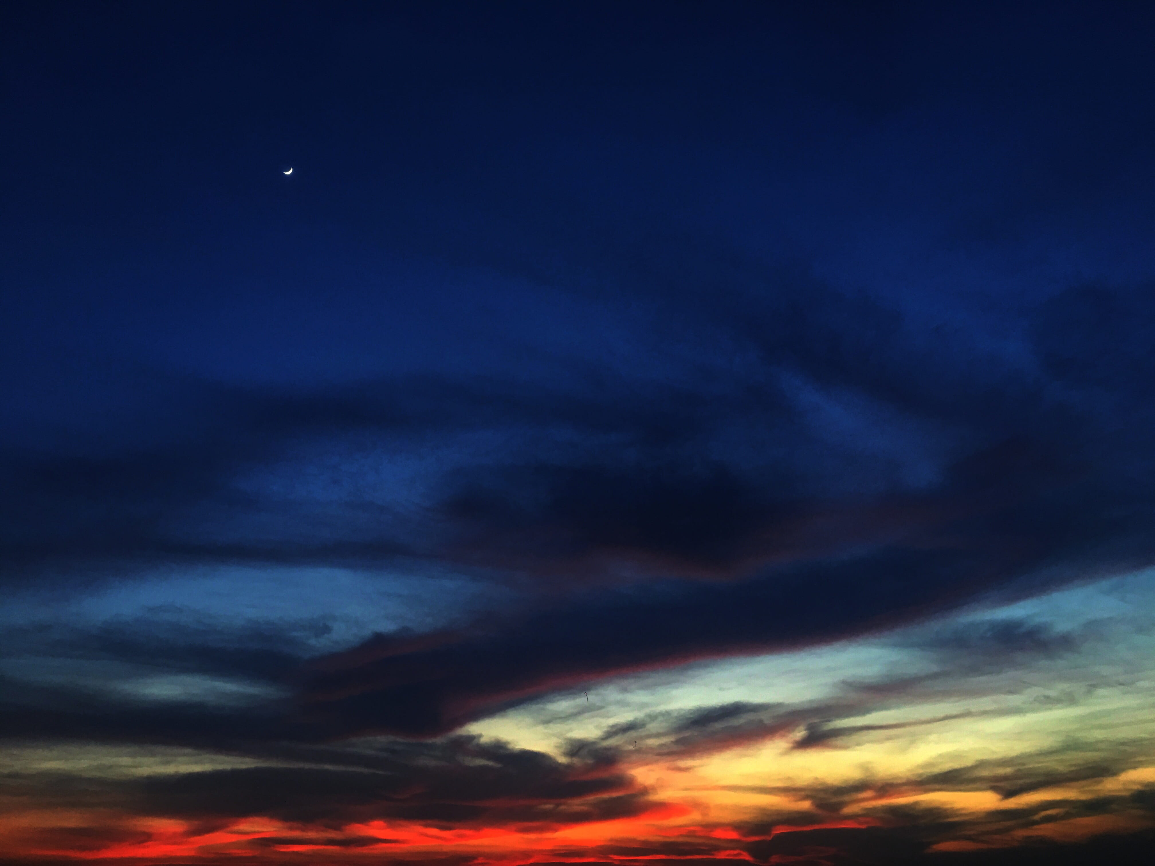 night, scenics, environment, backgrounds, moon, tired bird returning home, beauty in nature, 4K, Sunset, nishishita, outdoors, cloud - sky, ominous, scenics - nature, HD Wallpaper