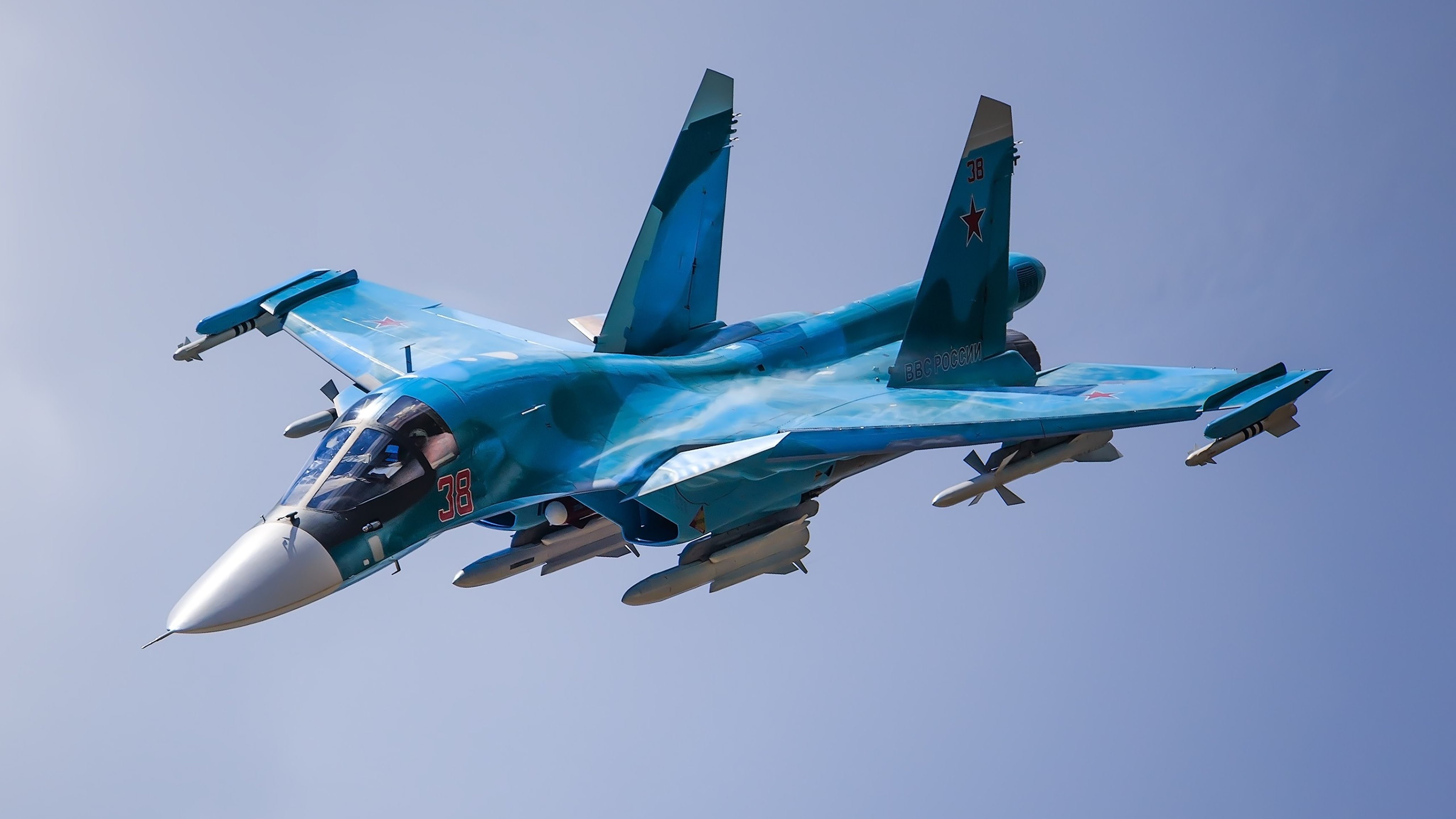 Sukhoi Su-34, 4K, Russian Air Force, 4K, Strike fighter, HD Wallpaper