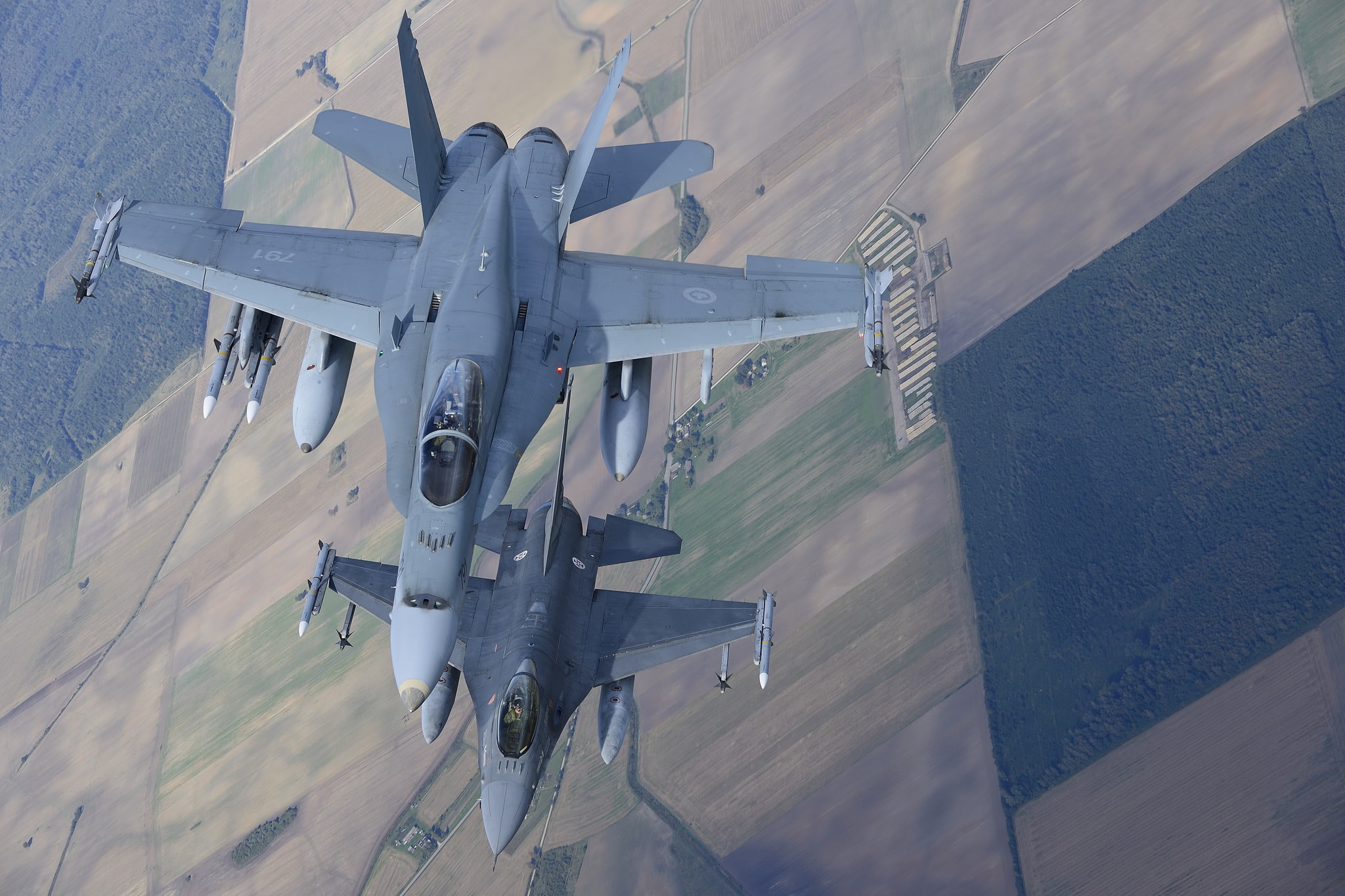 Aircraft, General Dynamics F-16 Fighting Falcon, Jet Fighters, Jet Fighter, McDonnell Douglas CF-18 Hornet, 1080P, Warplane, HD Wallpaper