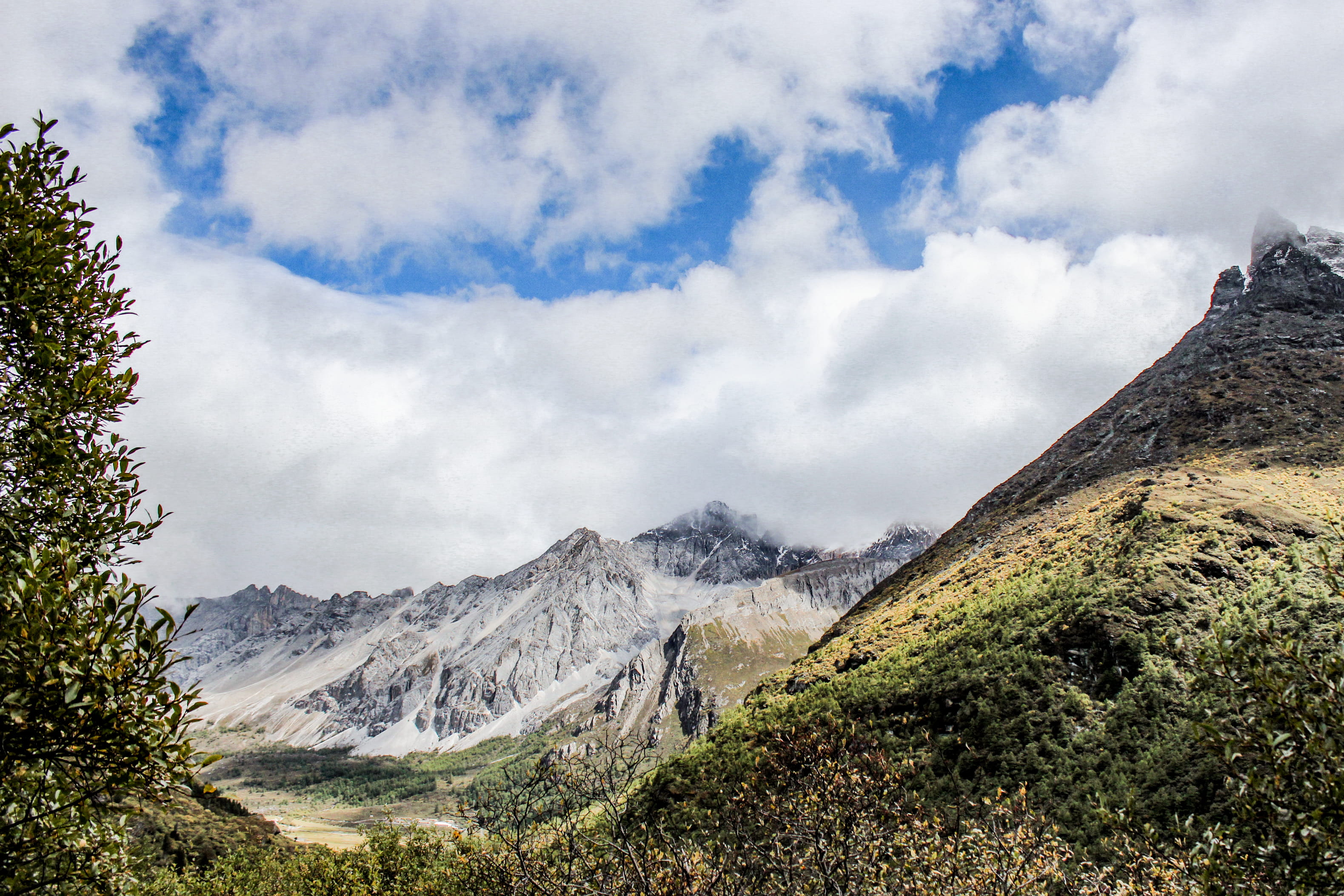 mountain, cloud - sky, travel destinations, environment, 2K, scenics - nature, yading, outdoors, tranquil scene, china, land, tranquility, nature, mountain peak, HD Wallpaper