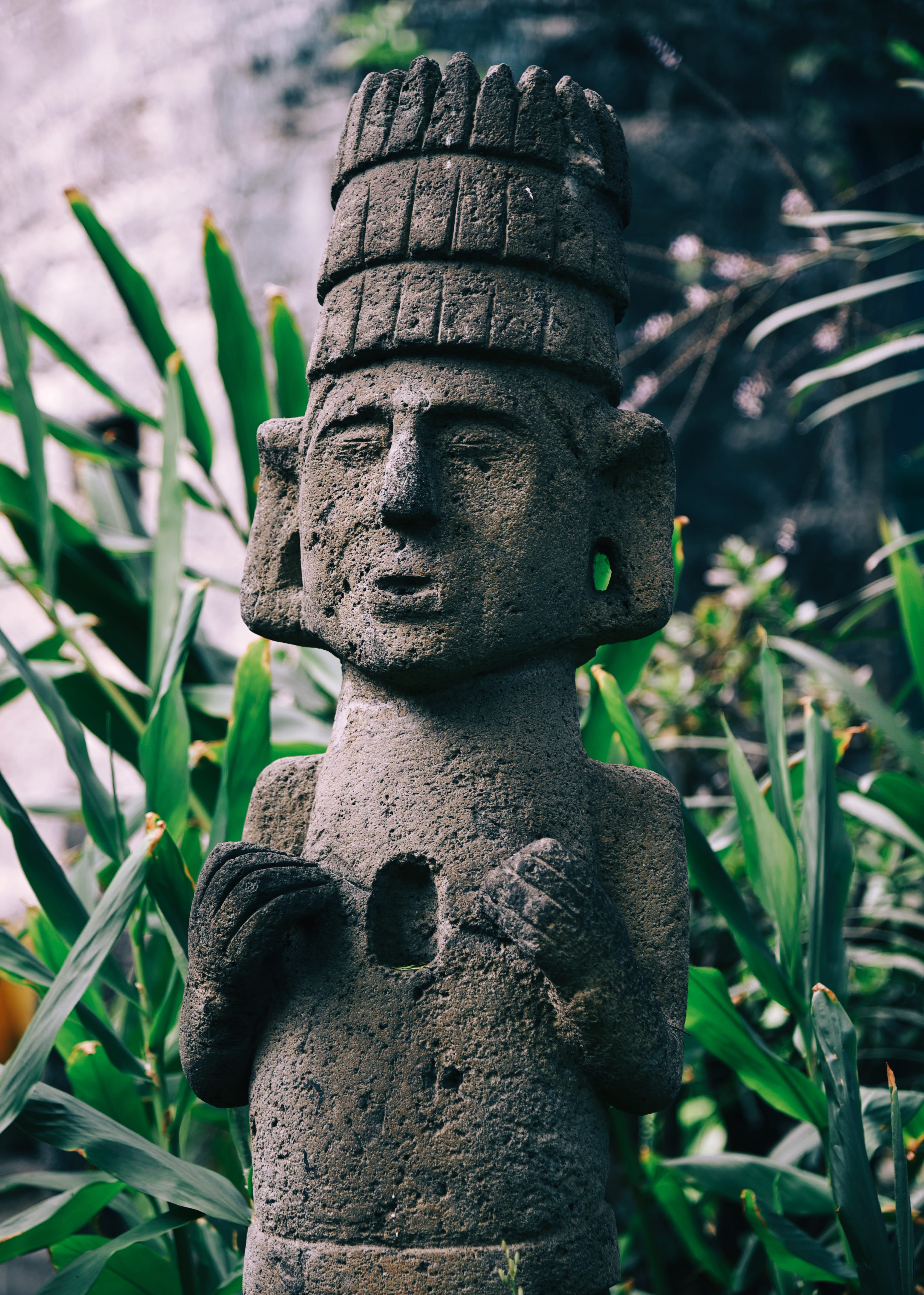 human, vase, green, human representation, buddha, old, weathered, figurine, growth, nature, close-up, focus on foreground, day, creativity, 5K, plant, Phone HD Wallpaper