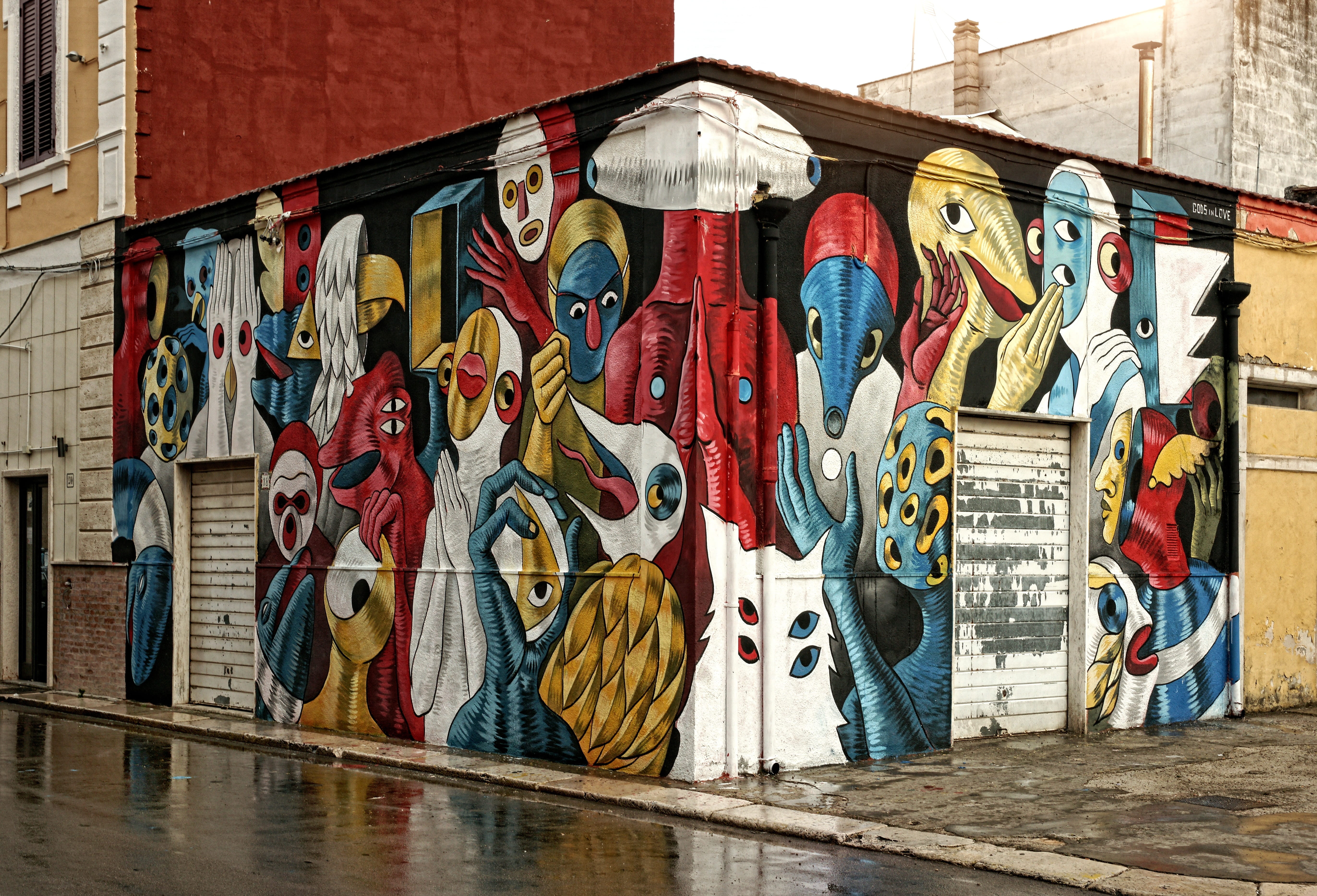 no people, representation, multi colored, paint, art and craft, color, creativeness, human representation, colors, artists, urban, graffiti, day, building, HD Wallpaper