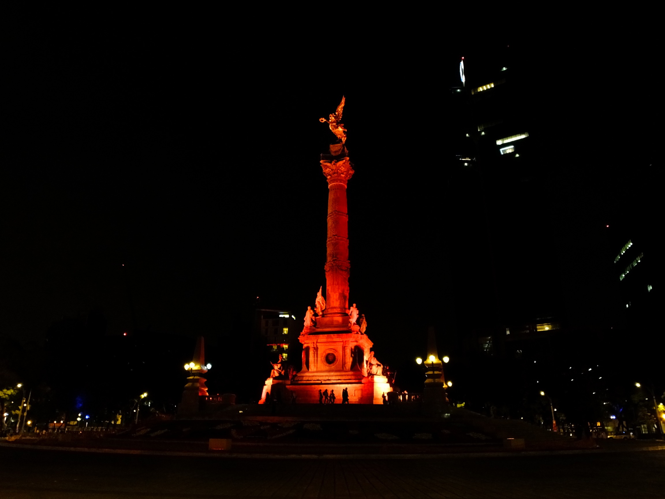 paseo de la reforma, memorial, city, building exterior, outdoors, angel, architectural column, travel destinations, human representation, sculpture, night, HD Wallpaper