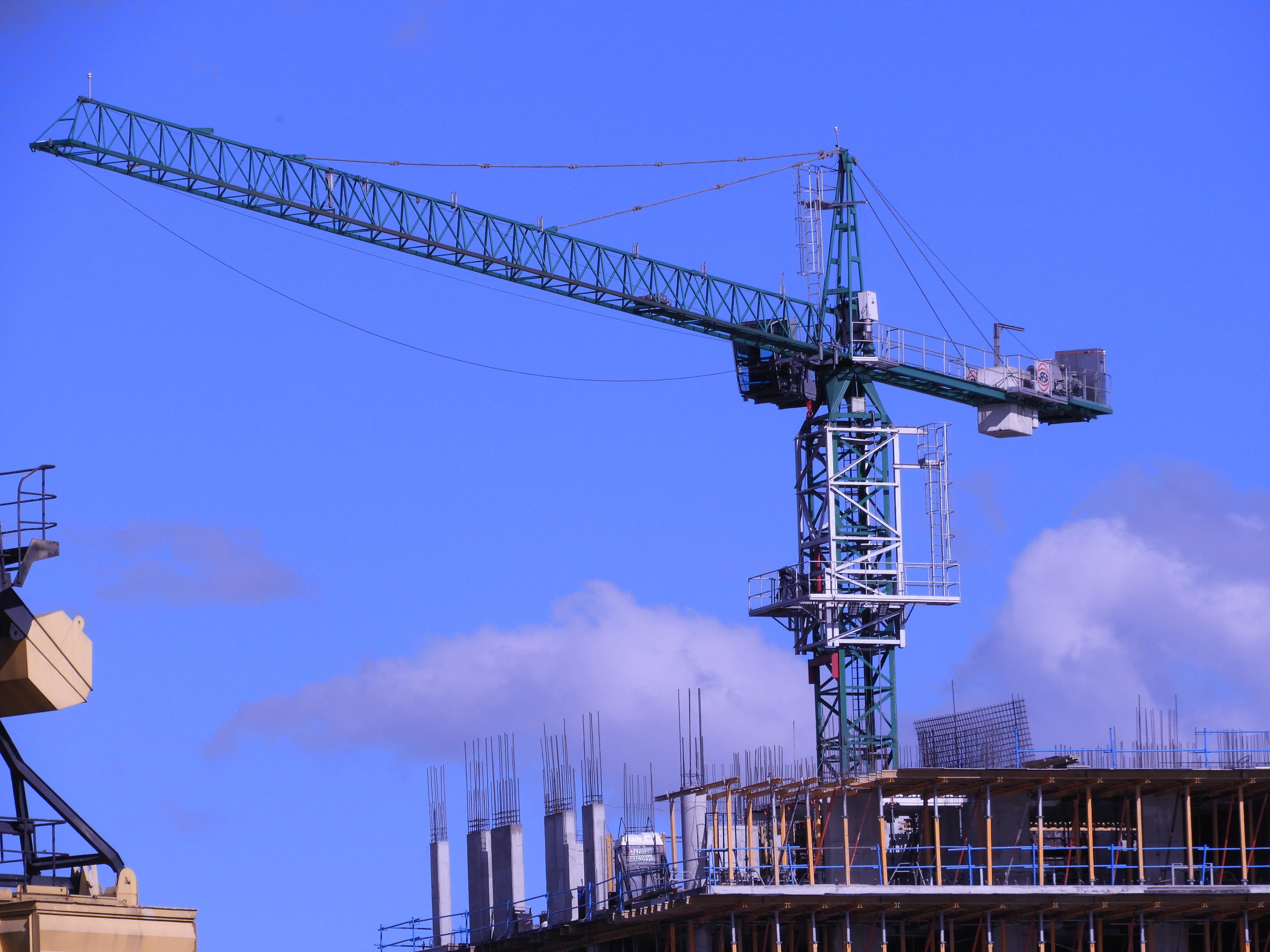 puerto madero, crane - construction machinery, urban, construction equipment, crane, construction site, city landscape, metal, blue, argentina, low angle view, HD Wallpaper