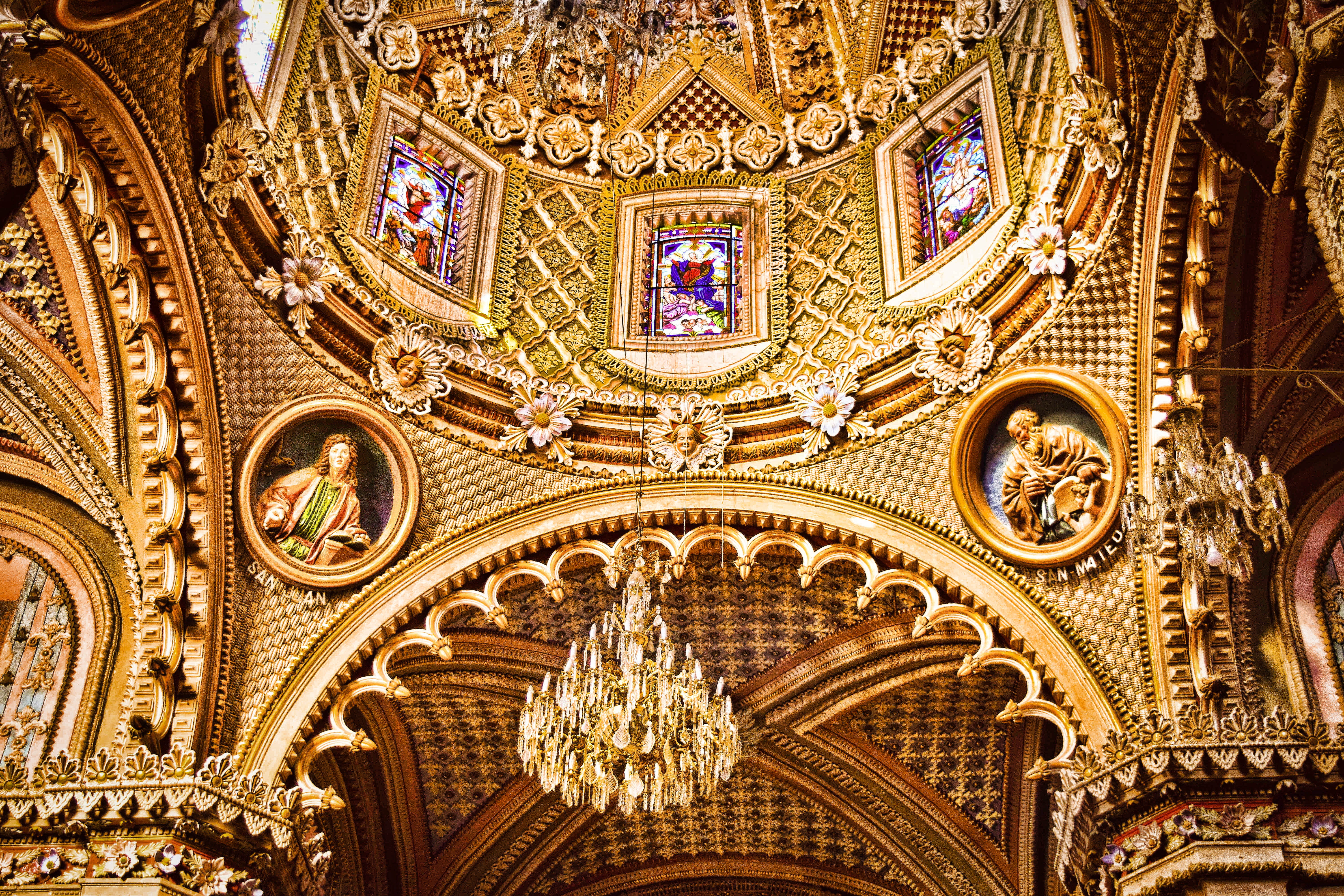 religion, ornament, built structure, dome, place of worship, indoors, inside, temple, 5K, arc, parish, mexico, architecture and art, luxury, craft, spirituality, HD Wallpaper