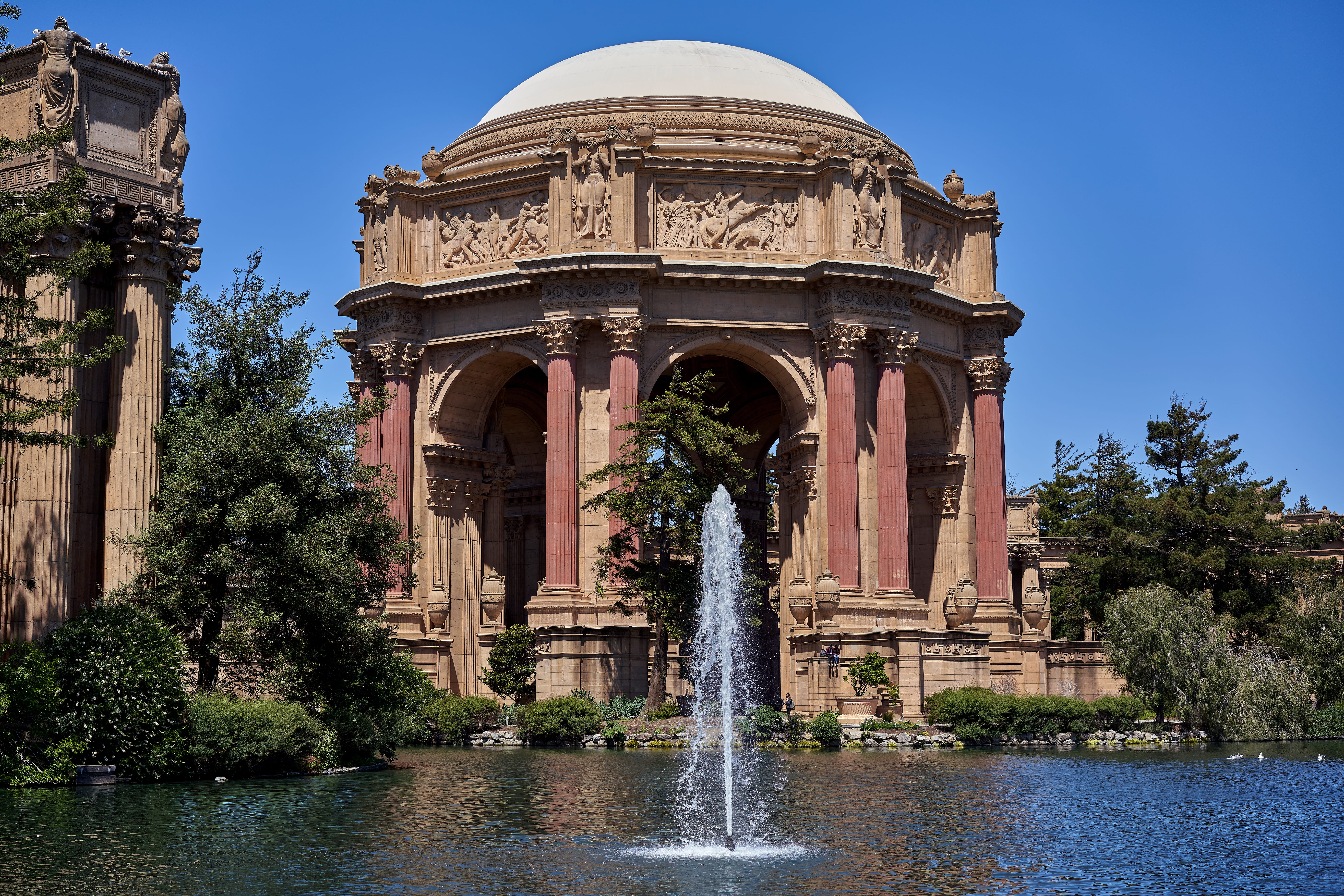 travel destinations, art, plant, tourism, architectural column, palace of fine arts theatre, 8K, dome, day, nature, clear sky, blue, building, history, HD Wallpaper