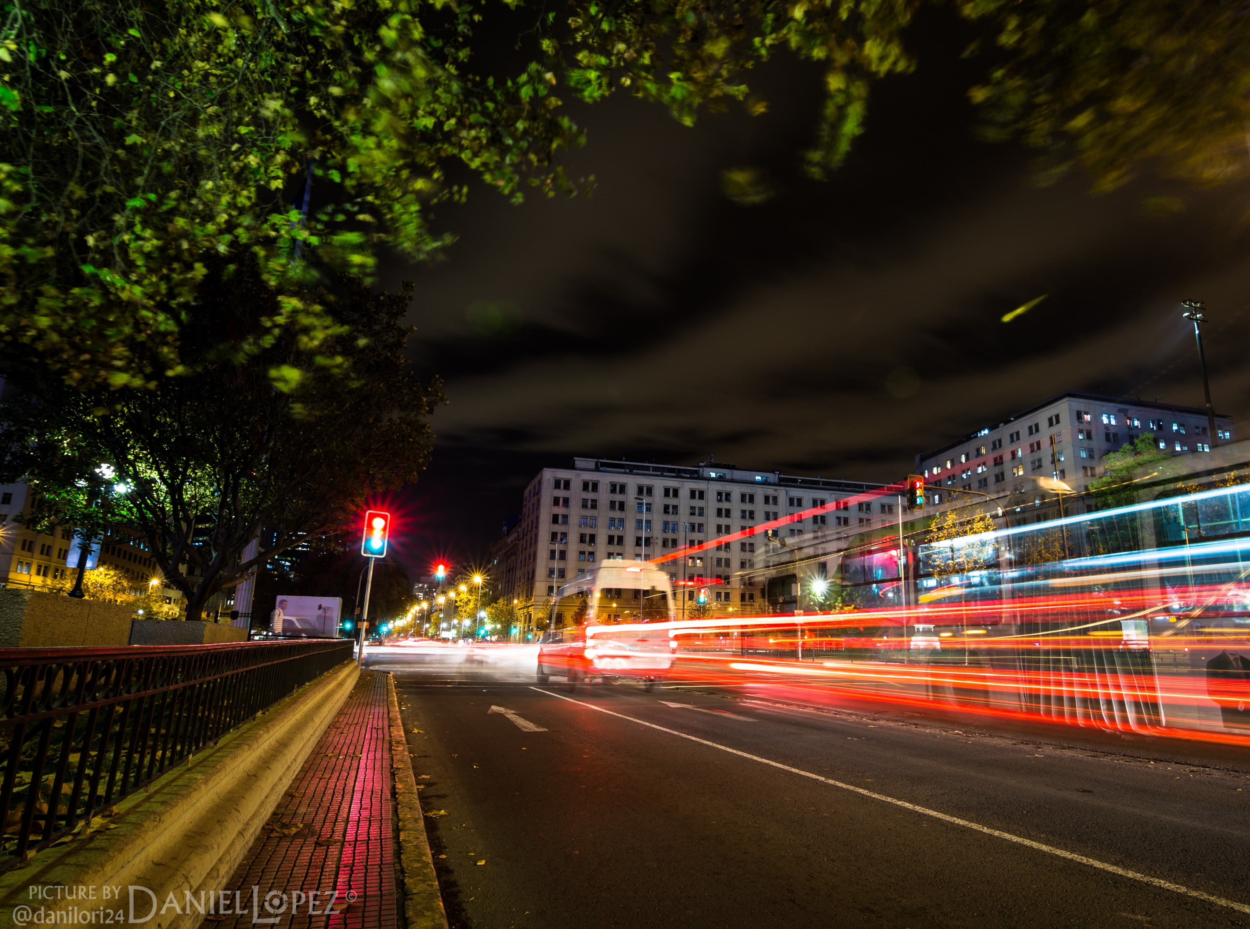 night, outdoors, light, alameda, hd, light trail, city life, santiago, road, plant, transportation, blurred motion, traffic, illuminated, street, tail light, HD Wallpaper