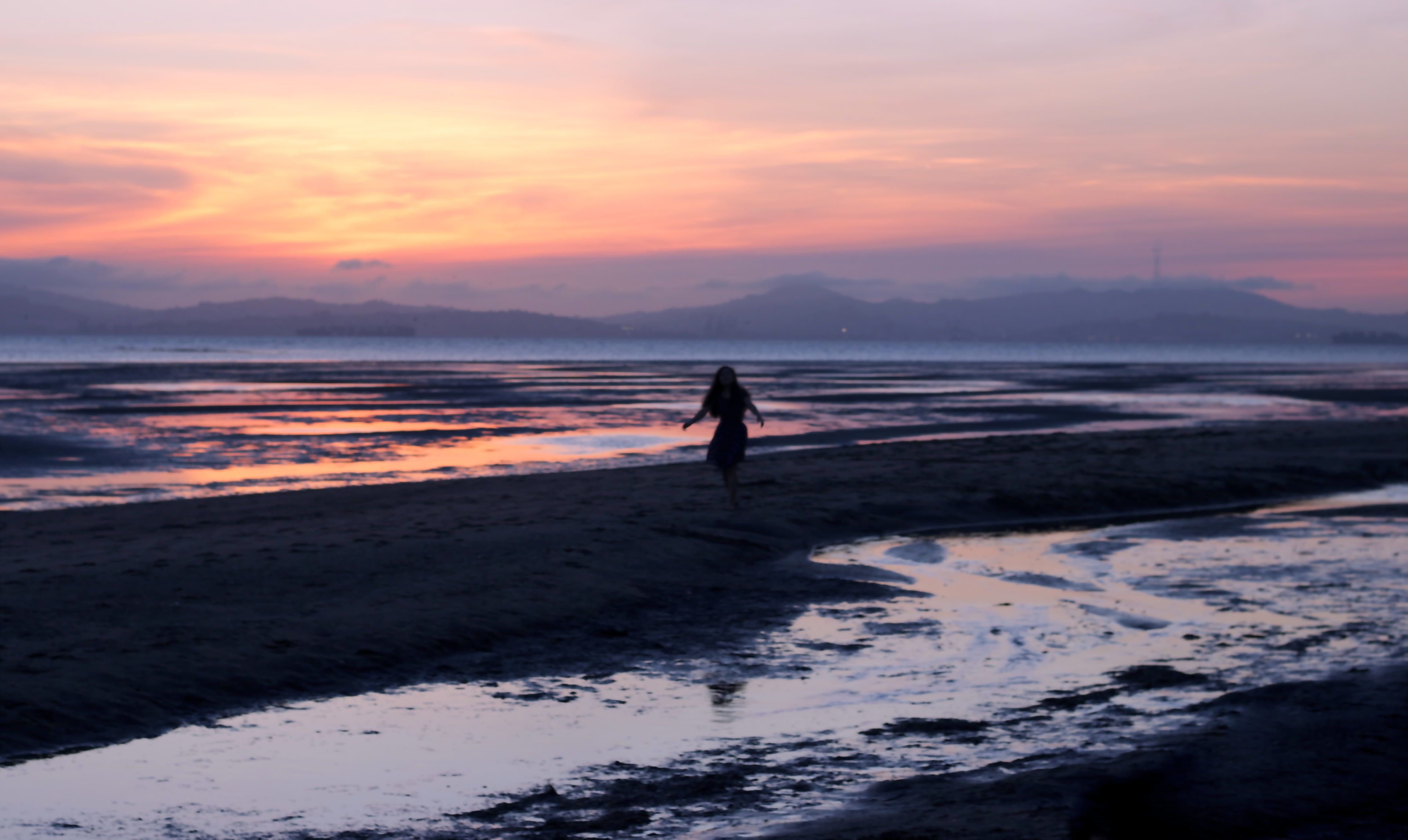 silhouette, alameda beach, lifestyles, nature, standing, sunset, horizon over water, beauty in nature, one person, water, usa, orange color, real people, HD Wallpaper