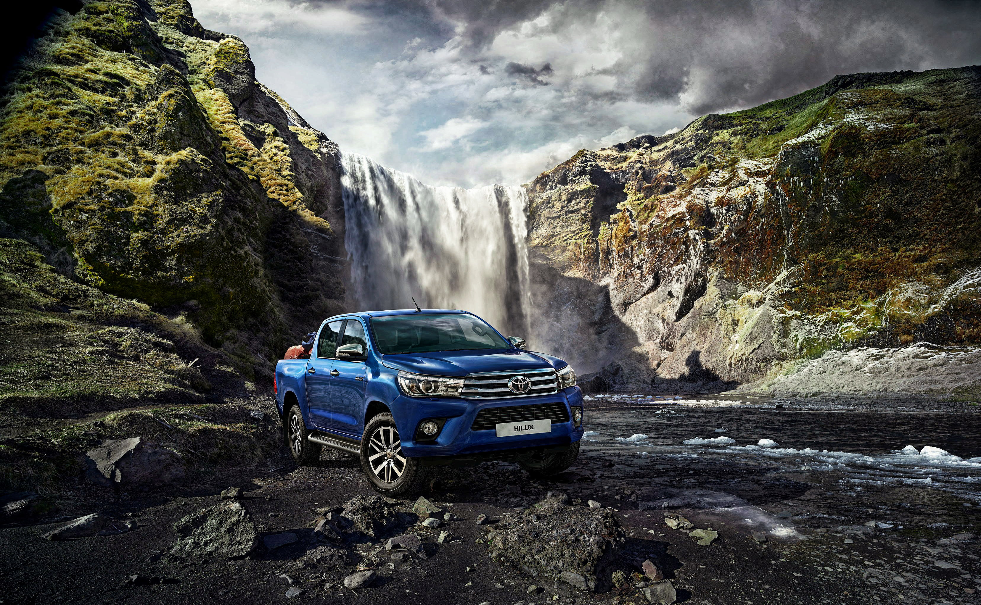 crew, cab, pickup, 2K, 2015, Toyota, blue, Hilux, HD Wallpaper