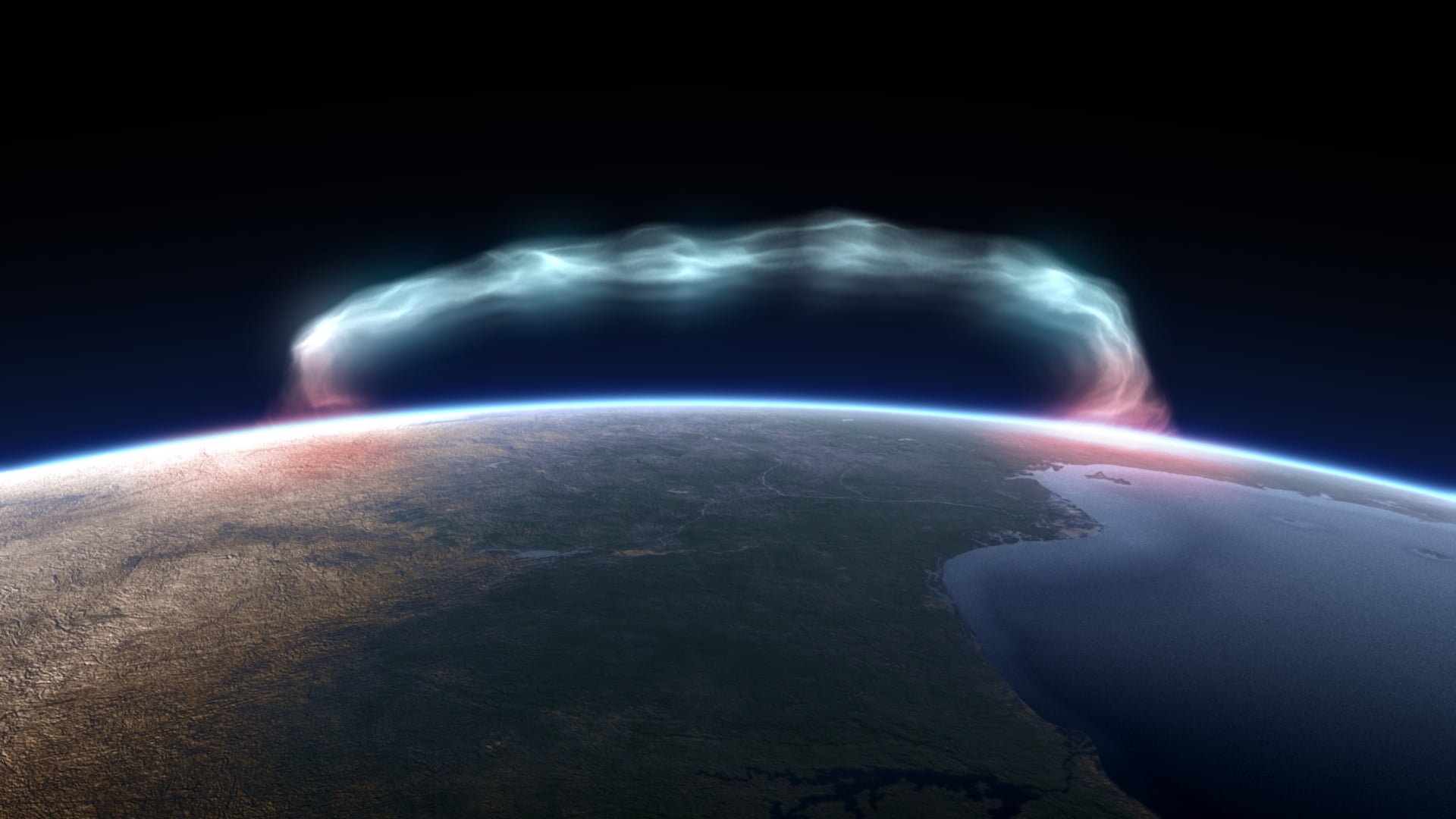 orbital view, aurorae, space, north pole, nature, 1080P, Earth, HD Wallpaper