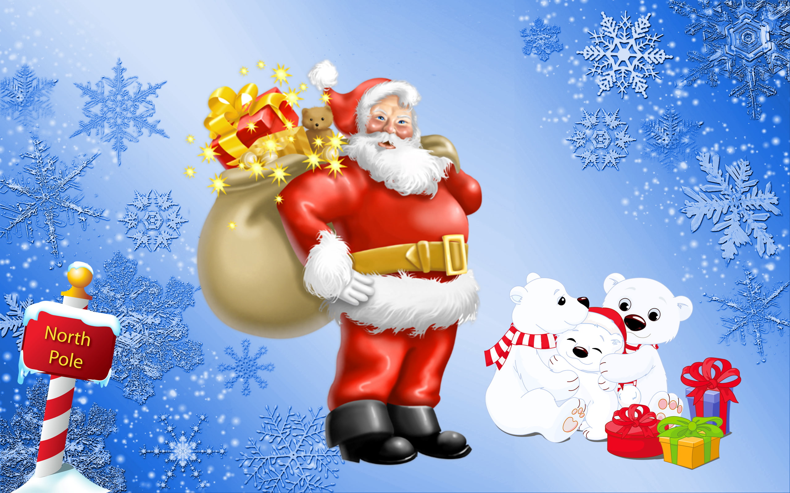 pole, bears, mobile, hd, polar, phones, desktop, claus, 2K, tablet, santa, gifts, pc, north, HD Wallpaper