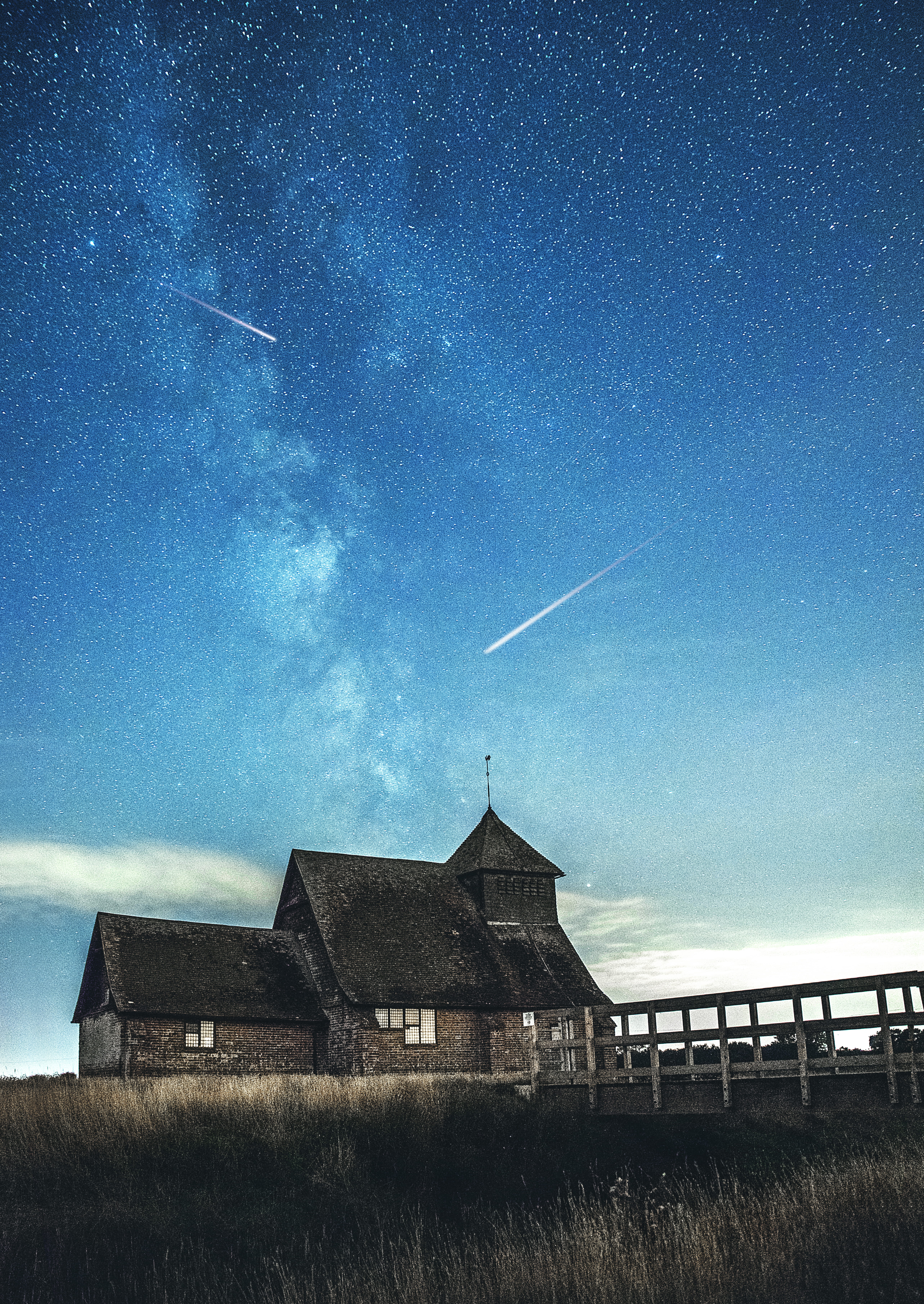built structure, dusk, nature, astronomy, sky, dramtic, powerful, space, star - space, galaxy, vapor trail, land, scenics - nature, night, cloud - sky, Phone HD Wallpaper