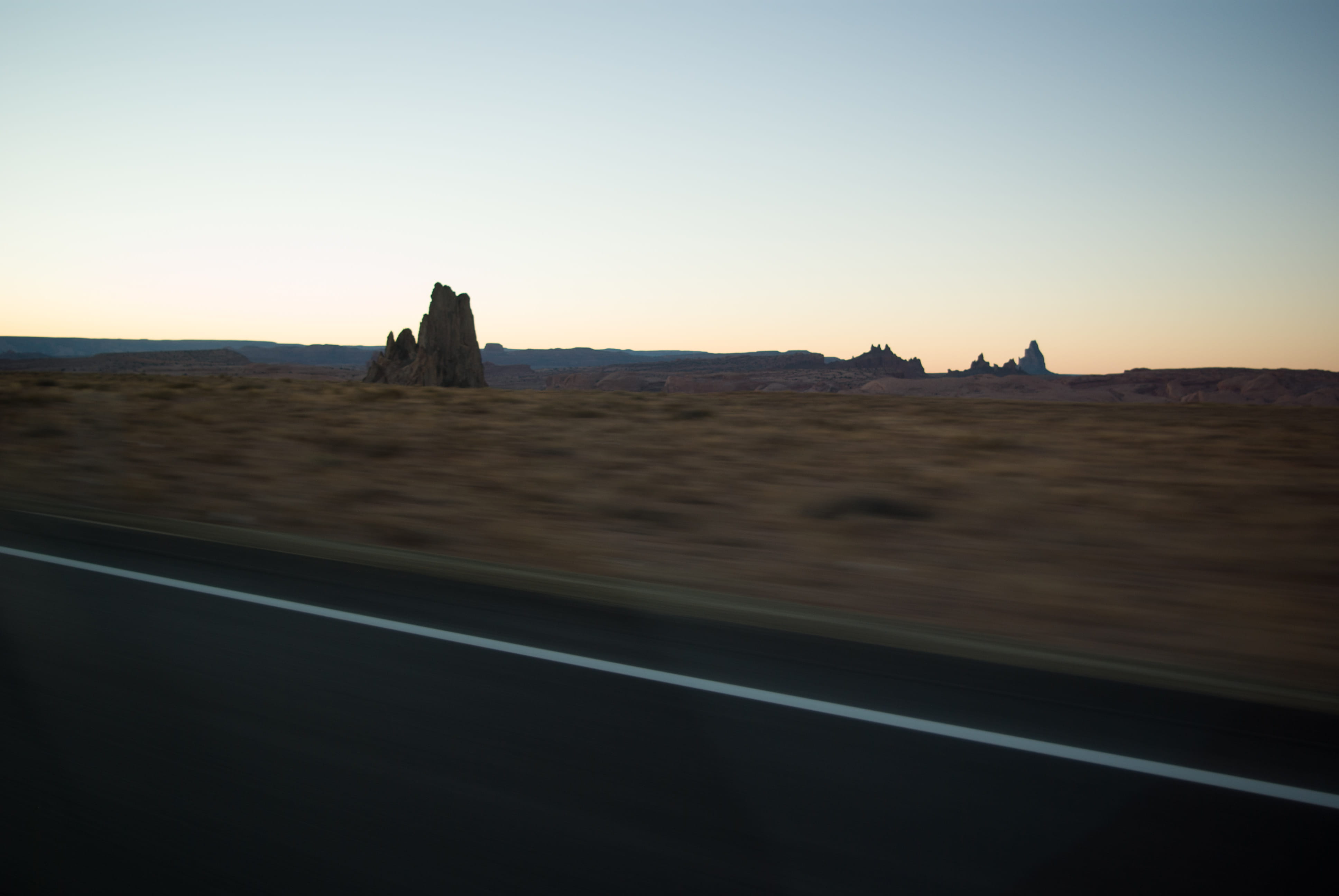 sky, desert, no people, clear sky, arizona, united states, environment, road trip, southwest, road, travel, architecture, arid climate, blurry, highway, HD Wallpaper